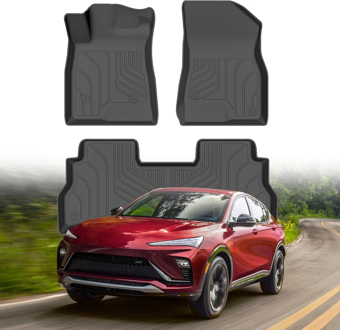 Car Floor Mats for 2024 2025 Chevy Chevrolet Trax & Buick Envista Accessories,TPE All Weather Protection Floor Mats,Custom Fit 1st&2nd Row Car Floor Liners Set,Heavy Duty Accessories,Black