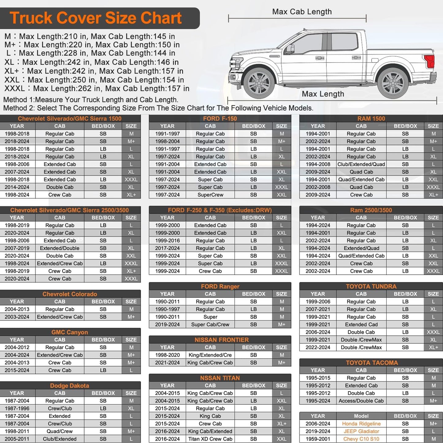 Kayme 7 Layers Truck Cover Waterproof All Weather, Heavy Duty Outdoor Pickup Cover Sun Uv Rain Protection, Universal Fit Dodge Ram 1500, Chevy Silverado, Ford F150 (Length Up to 242 inch) XL/Black