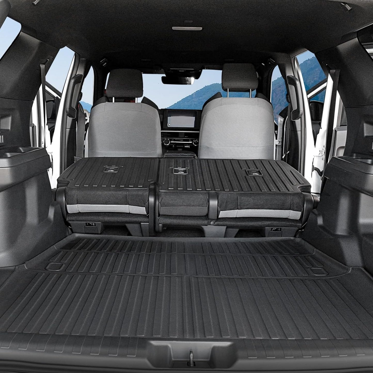 Floor Mats Set for 2025 Toyota 4Runner Fuel 5-Seater, Full Coverage All Weather TPE Car Mats with Cargo Mat & Trunk Backrest Protectors & 4 Door Sill Guards