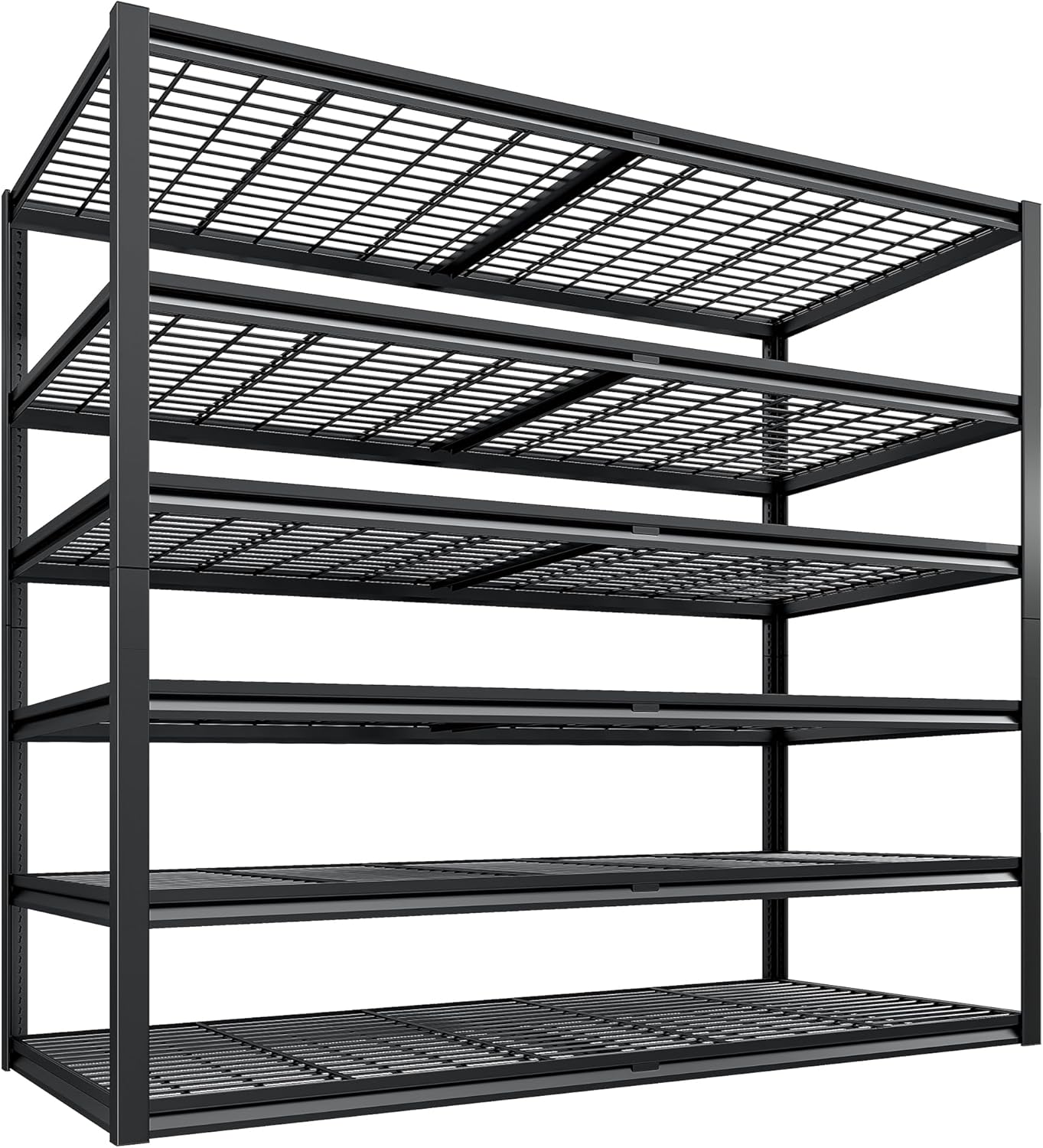 REIBII 3500LBS Garage Shelving, Adjustable Storage Shelves Heavy Duty, 6 Tier Heavy Duty Shelving, Metal Shelving Unit for Warehouse, Basement, Industrial, 55" W x 26" D x 84" H, Black