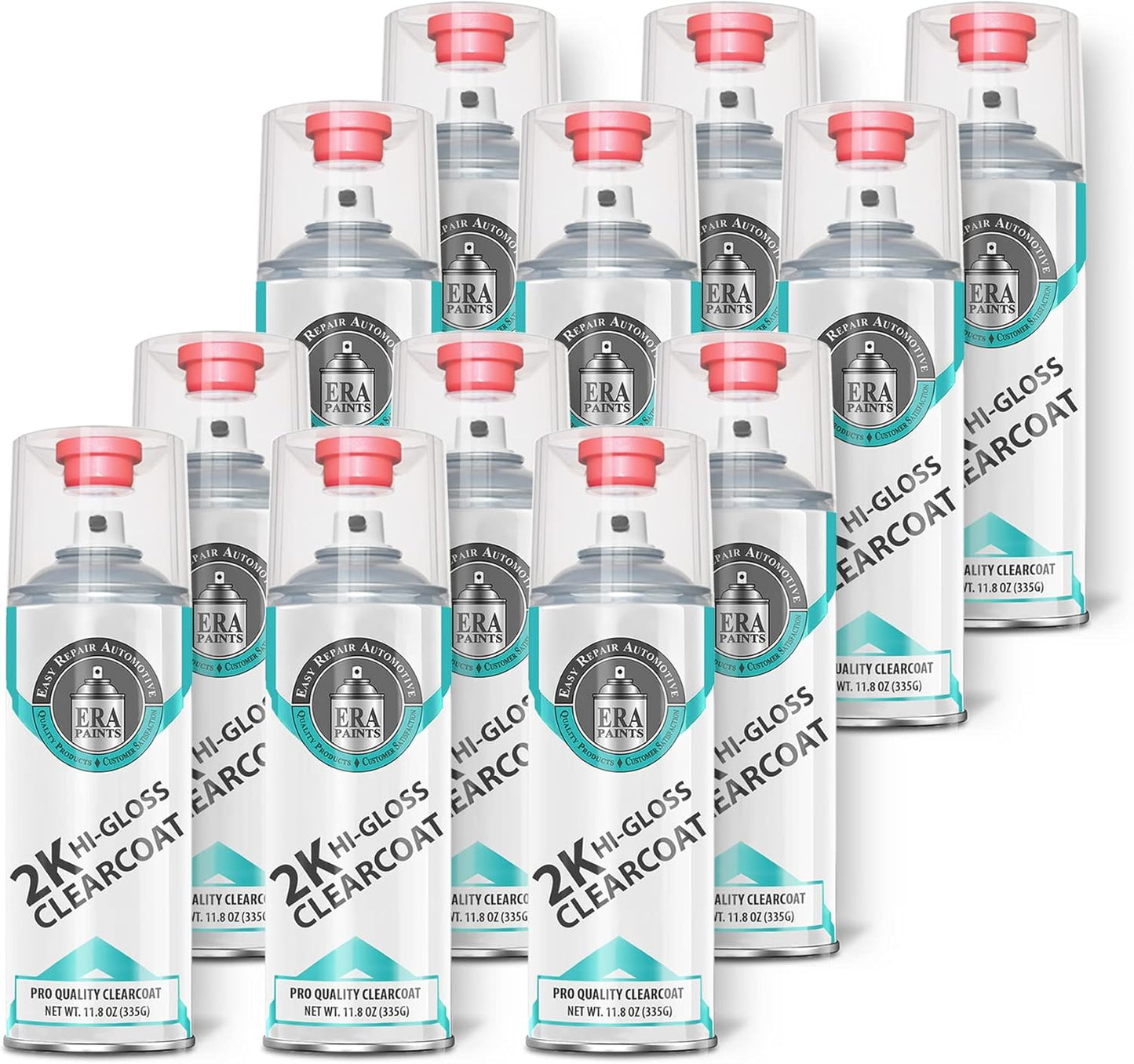 ERA Paints 2K High Gloss Automotive Clear Coat Spray/Aerosol Can – Professional Quality & Finish - Easy to Use – Best Value (12 pack)