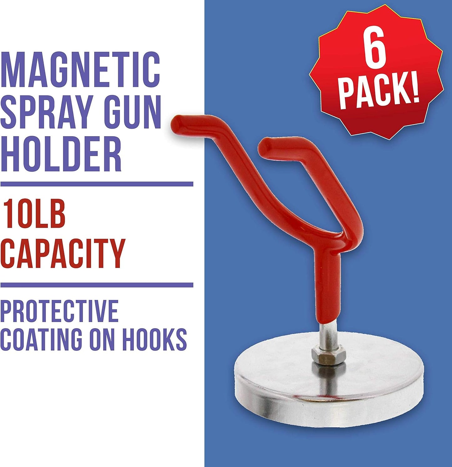 TCP Global Brand Magnetic Paint Spray Gun Holder Stand for Gravity Feed Cup HVLP, Spray Booth, Body Shop Wall (Pack of 6)