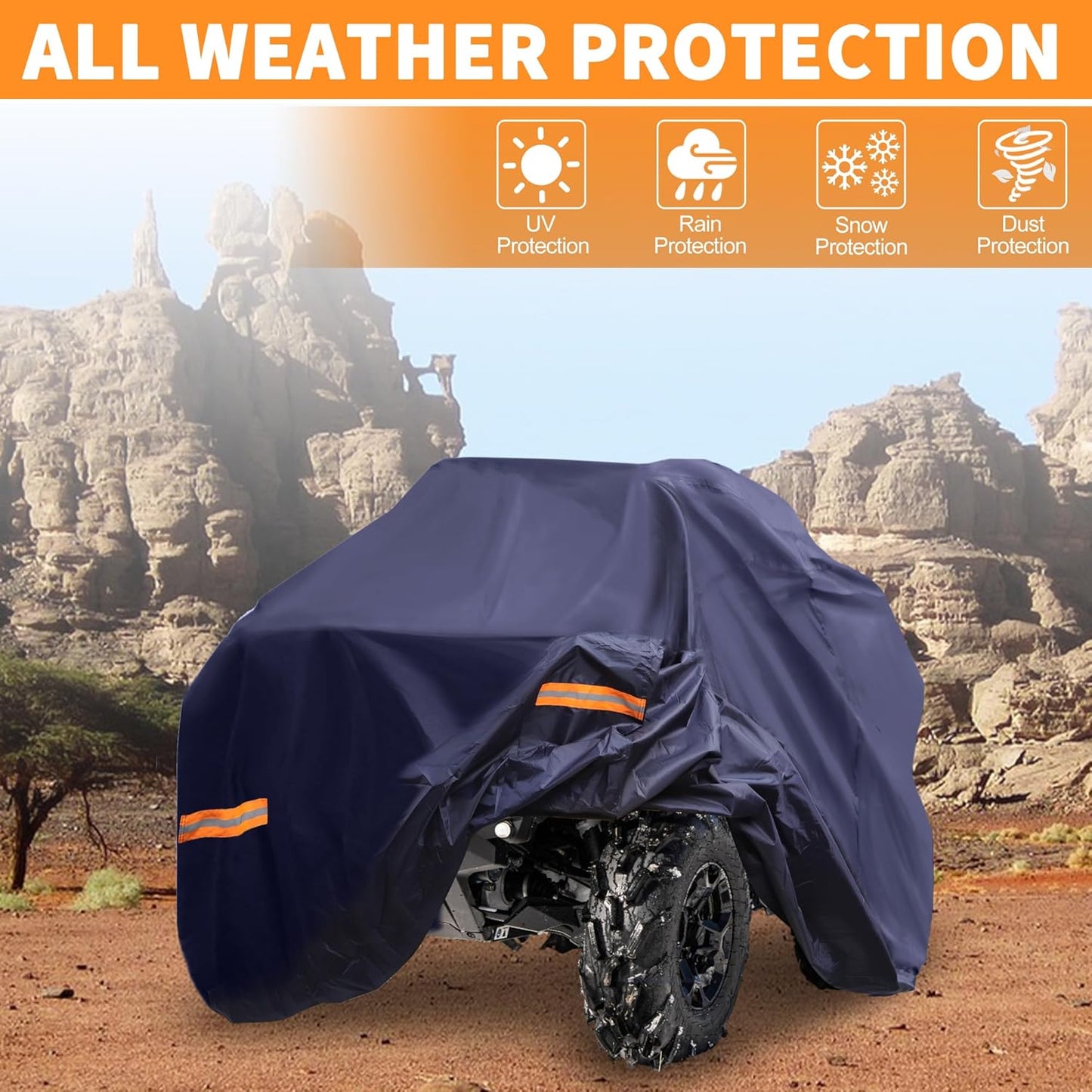 X AUTOHAUX ATV Cover for Can-am Outlander MAX XT DPS/XT-P 4 Wheelers Quad Cover for Can-am Outlander MAX Limited Sun Rain Storage Protection 210D-PU Navy Blue 245x122x135cm