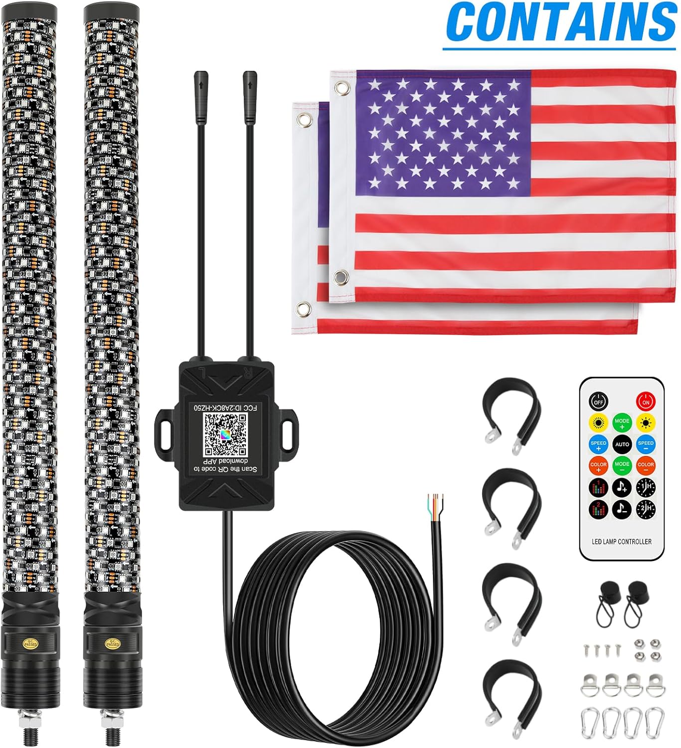 DREAMIZER 2PCS 3FT RGB Whip Lights for UTV ATV Brighter Spiral Chasing Lighted Antenna Whip for Side by Side with APP and Remote Control for Jeep Off-Road RZR Polaris Truck Car 4X4 Sand Buggy Dune