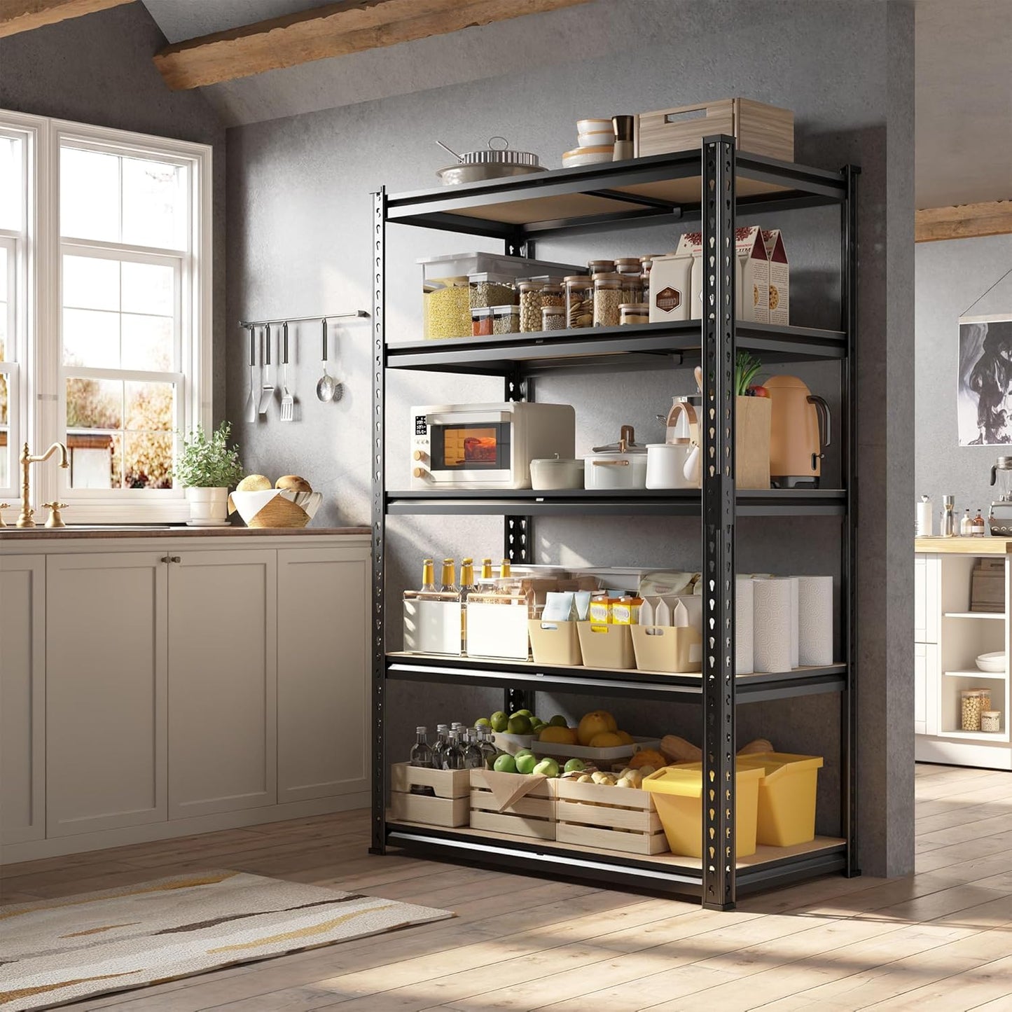 63" H Garage Shelving 31.5" W Storage Shelves Adjustable 2000LBS Metal Shelving Heavy Duty Garage Shelves for Pantry Kitchen Closet Basement Warehouse