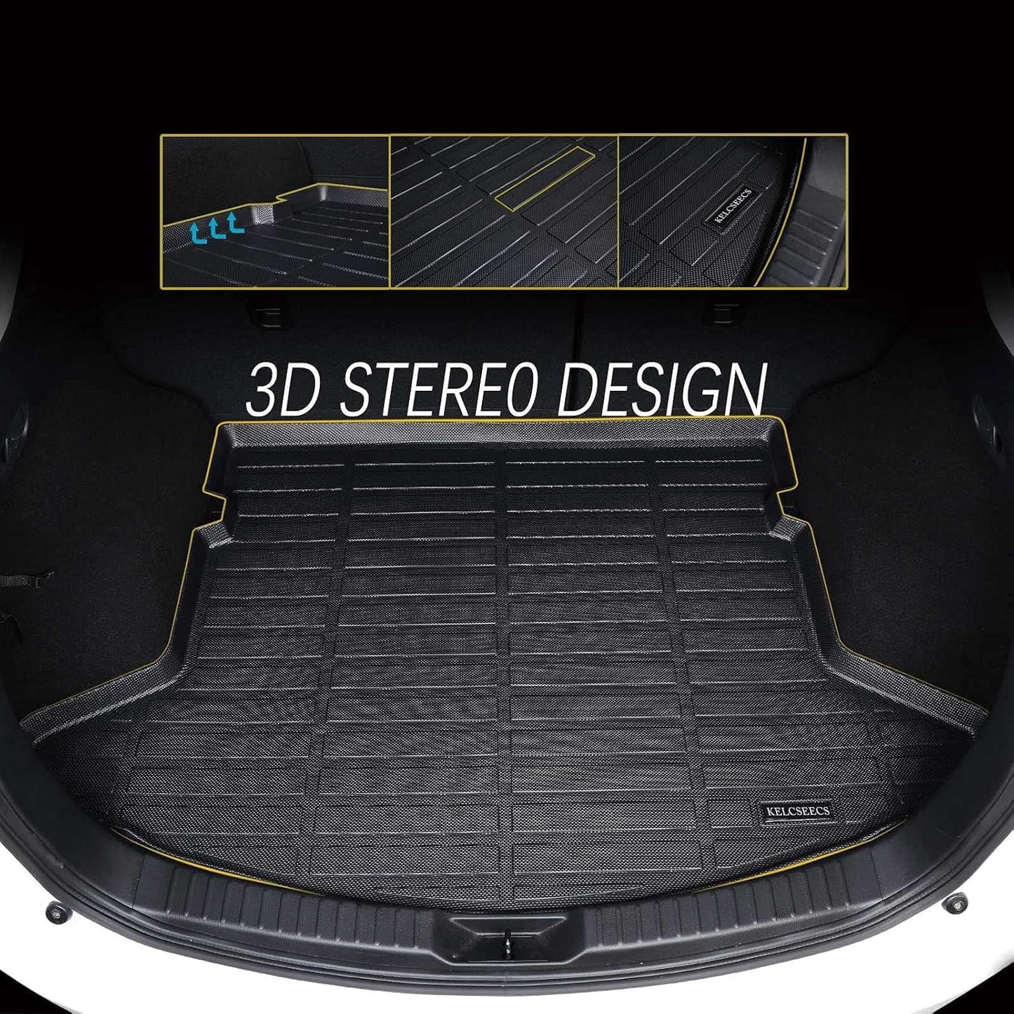 KELCSEECS® Floor Mats & Cargo Liner Custom for Acura RDX 2013 2014 2015,All Weather Protection TPE Floor Liners Front& Rear Row Full Set RDX Accessories Black