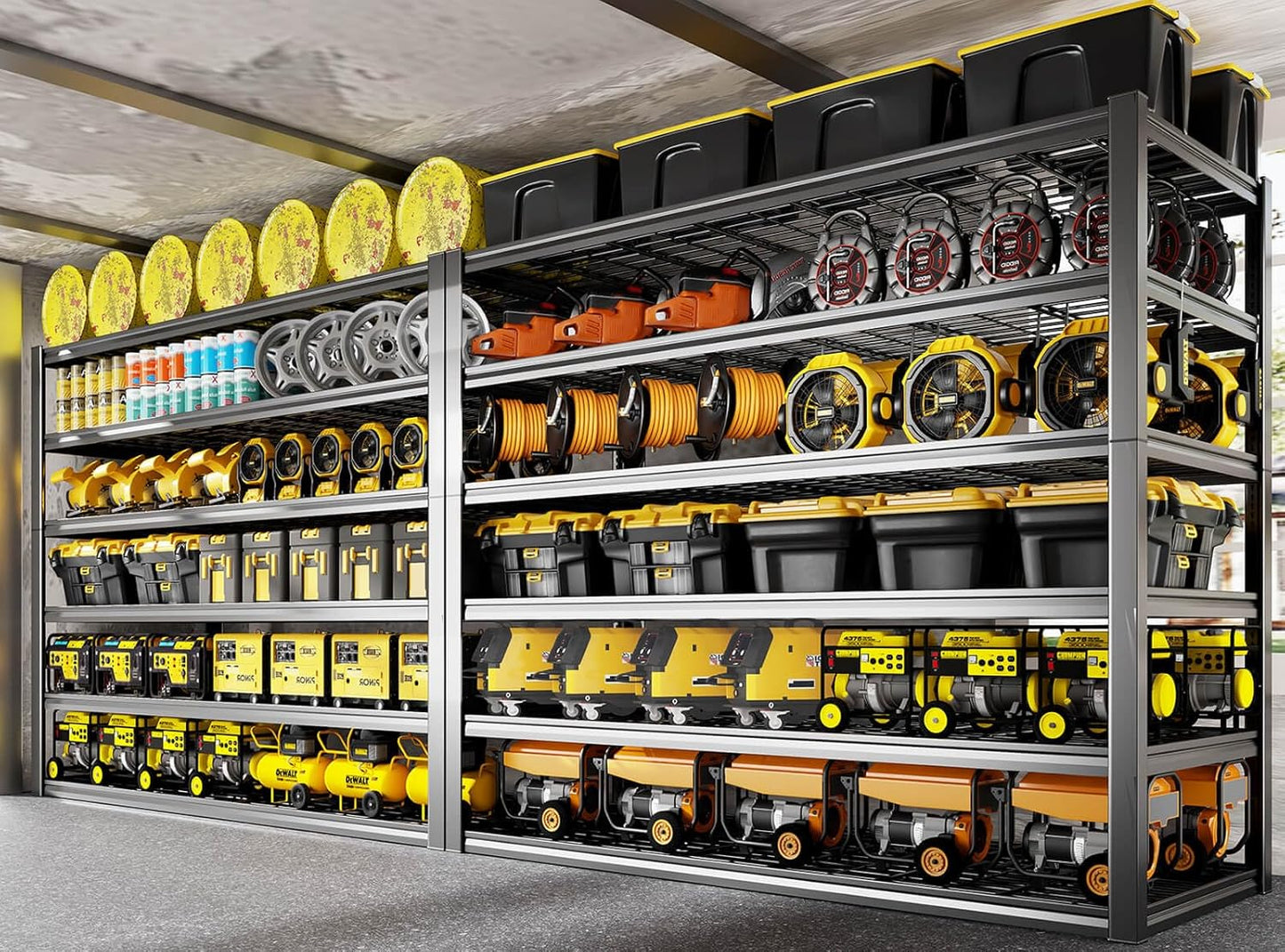 6 Tier Garage Shelving Heavy Duty, 50" WGarage Shelves, 50" W x 84" H x 24" D Adjustable Storage Shelving Unit, Commercial Metal Shelves for Warehouse, Basement, Shop,2 Pack