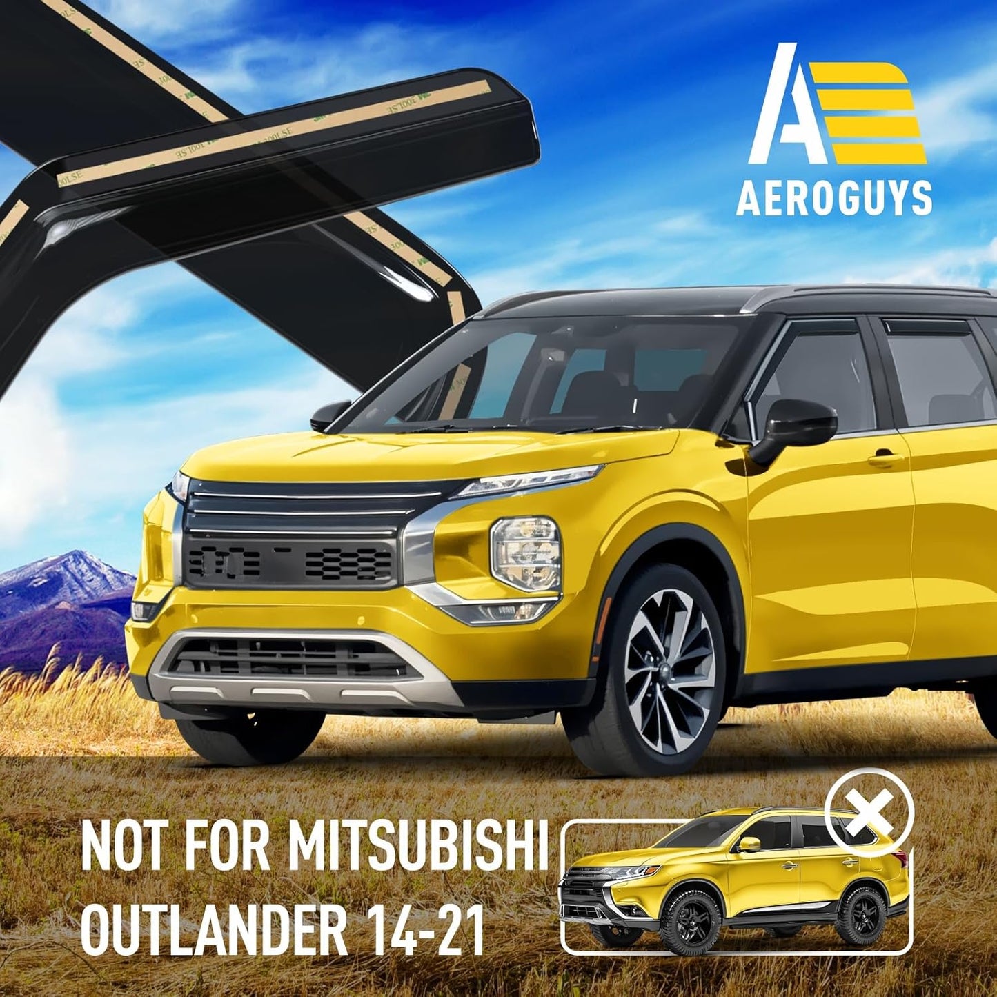 Extra Durable Window Deflectors in-Channel Window Visors Rain Guards Fit for Mitsubishi Outlander 2022-2025, Sun Visors, Wind VentVisors, Vent Shades, Exterior Car Accessories - 4 pcs. AG0848