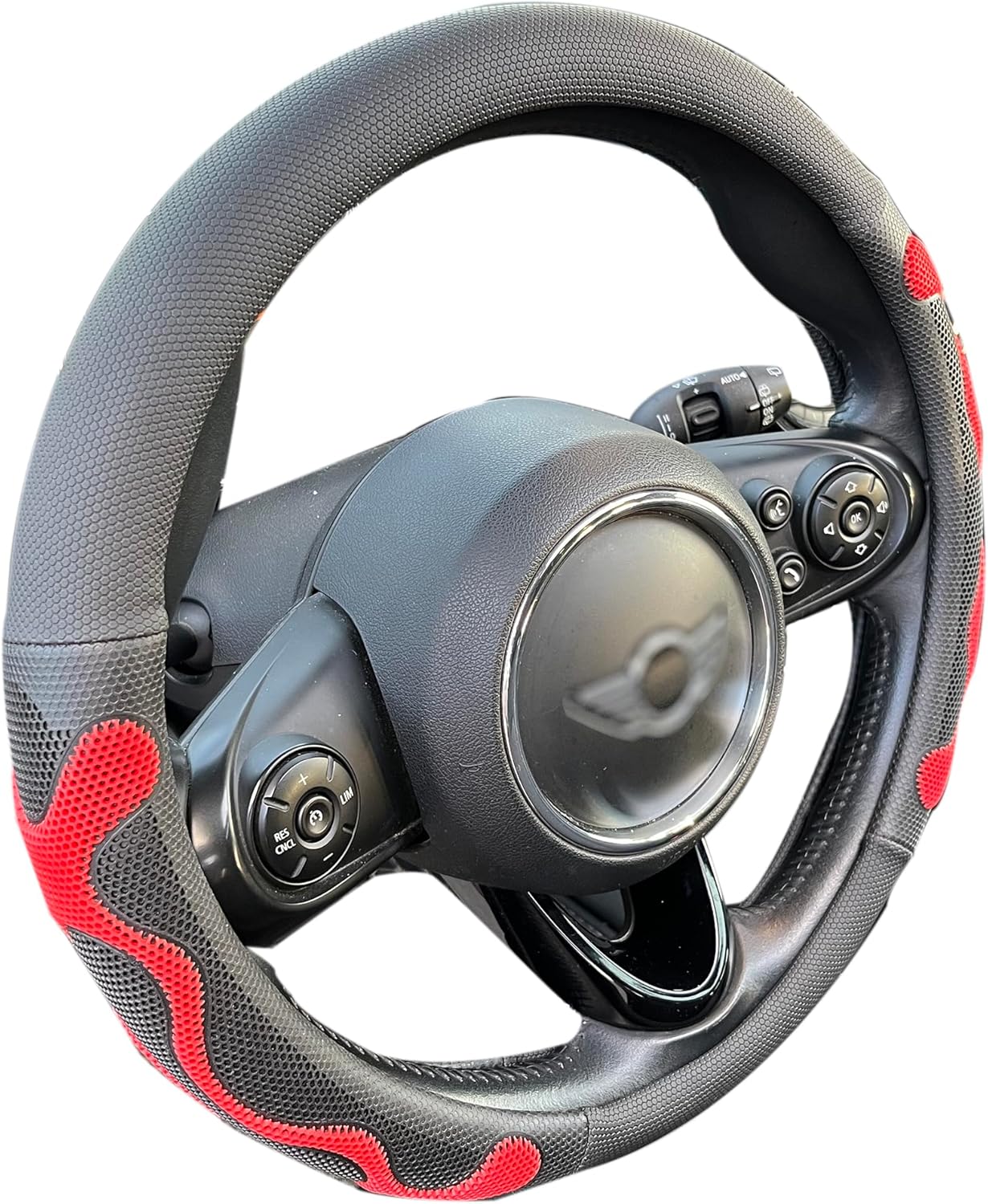 PINCTROT Large Size Comfy Grip Steering Wheel Cover, Anti-Slip Design, 15.5-15.75 Inch(Silicone Red)