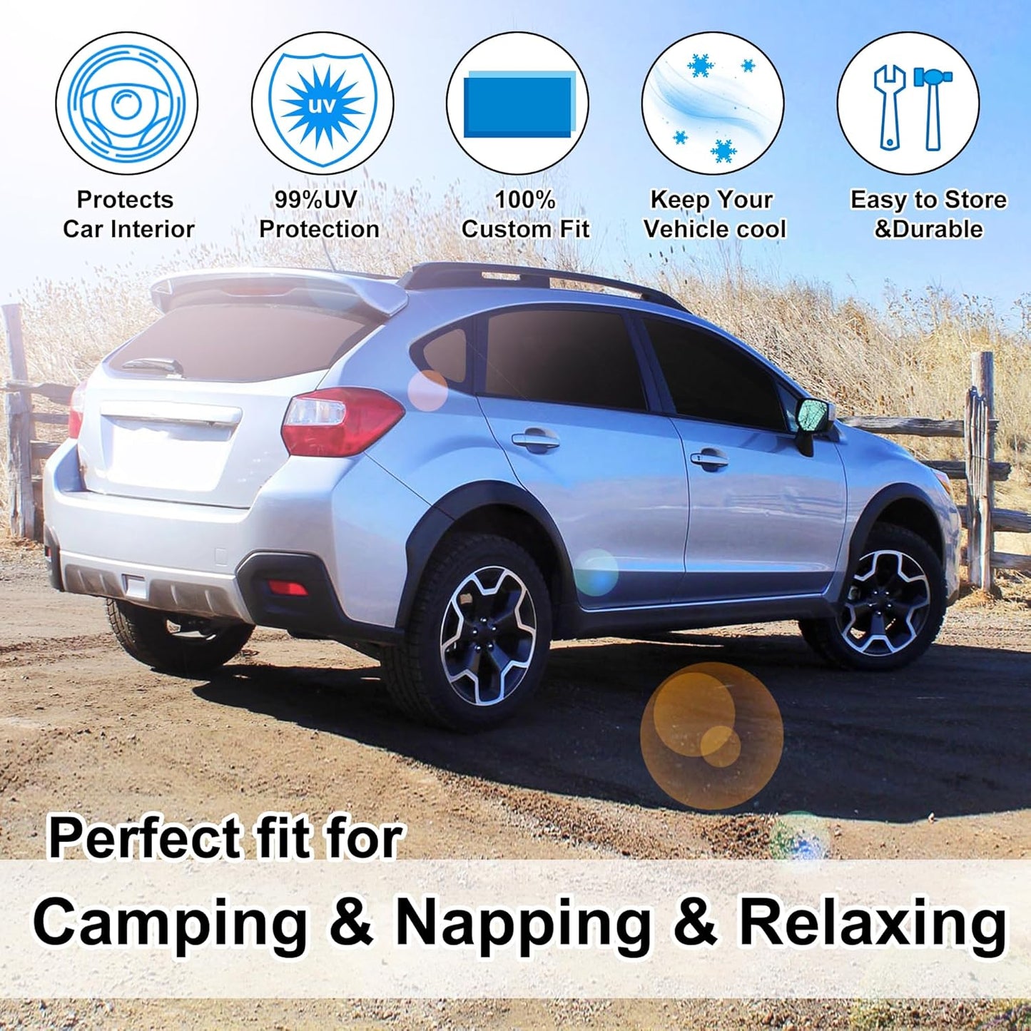 TINGLU Window Shades for Subaru Crosstrek 2013 2014 2015 2016 2017 Accessorie Car Side Full Windows Rear Triangular Windshield Sun Shade Sun UV Rays & Privacy Protection for Camping,Napping 8PCS