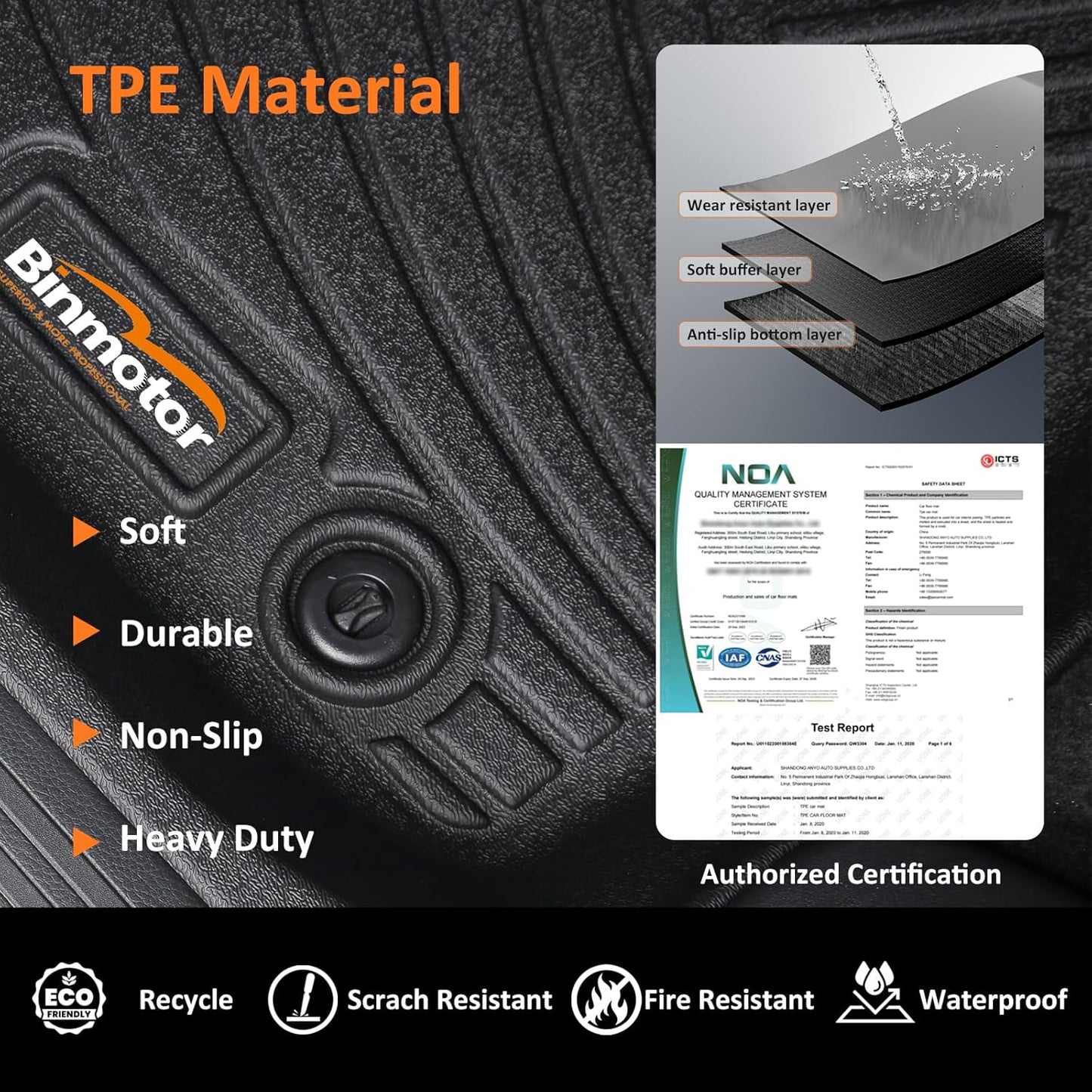 Binmotor-Custom Fit Floor Mats & Cargo Liner for Kia Seltos 2024 2025, All Weather Car Floor Mat for Kia Seltos Accessories, TPE Rubber Liners Cargo Trunk Mat Trunk Liner-Black