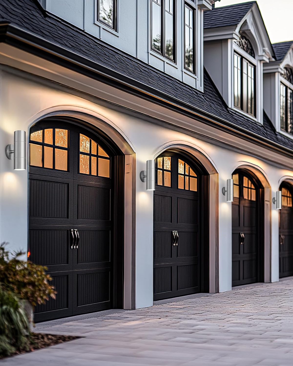 Ken & Ricky 2 Pack Stainless Steel Outdoor Wall Lights, Up Down Exterior Lighting Fixtures, Cylinder Outdoor Sconce Lights, Brushed Nickel Patio Wall Light Fixture, KR3305-SS-2PK