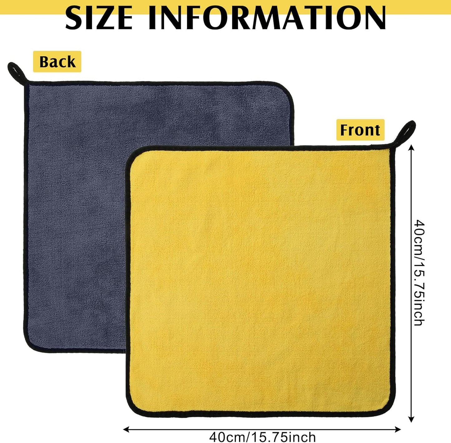 Nuenen 20 Pcs Microfiber Cleaning Towels for Cars 800 GSM Thick Plush Microfiber Cleaning Cloth Dusting Cloth Auto Detailing Absorbent Towels for Car Kitchen Window, 15.75 Inch(Grey and Yellow)