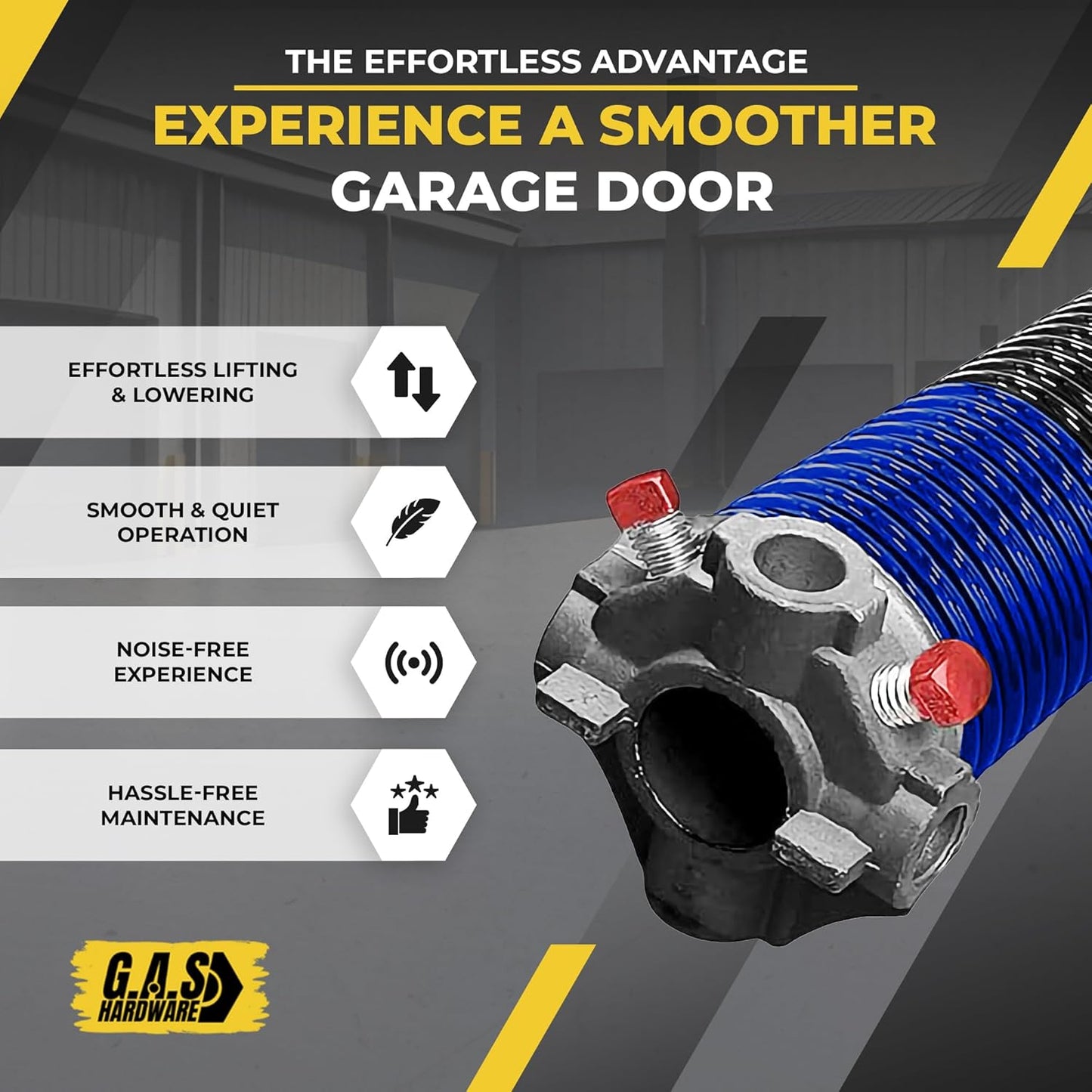 Garage Door Torsion Spring 262x1.75x36 Includes 1” Steel Bearing, Non-Slip Gloves, and Winding Bars for Left Side of Garage Door Precision E-Coating 5-Year Warranty Min. 30,000 Cycles (Red Cone)