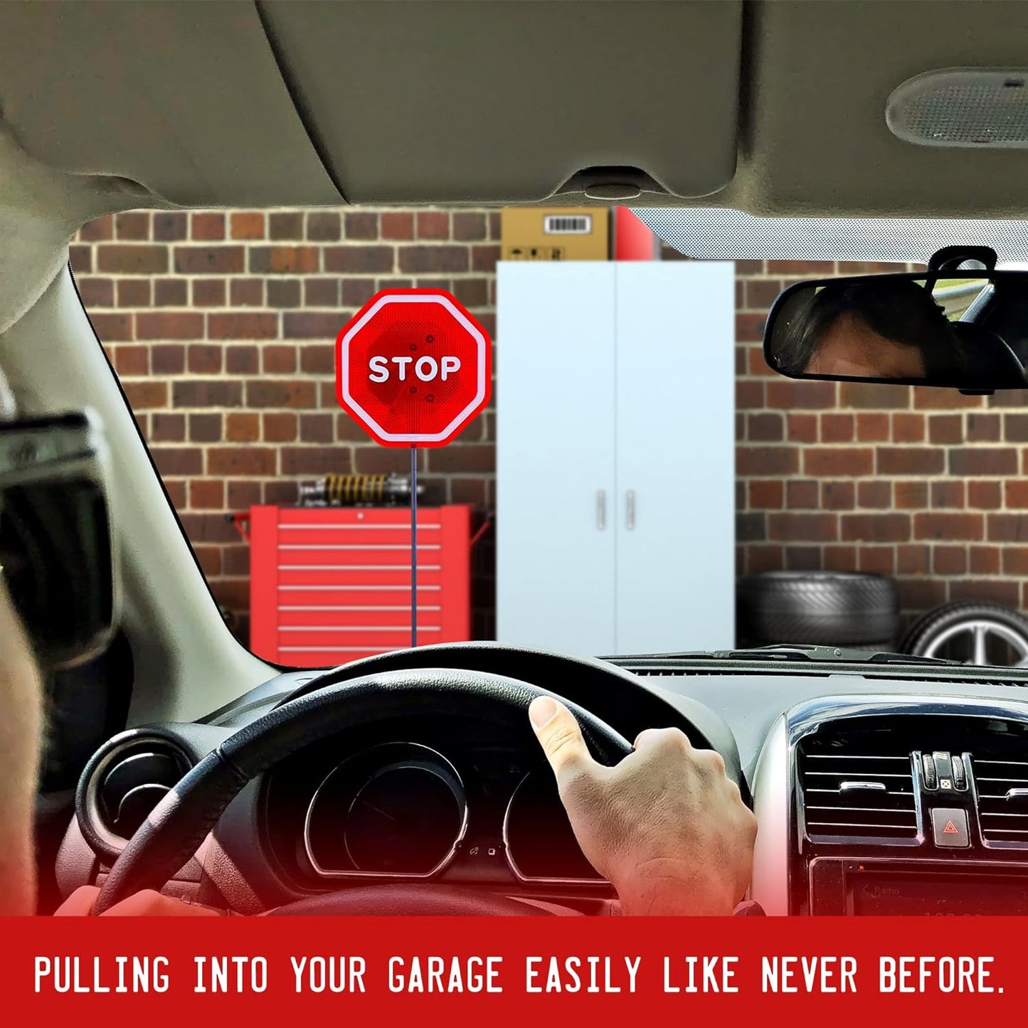 Andalus Brands Flashing LED Stop Sign Garage Parking Assistant System | Bumper Sensor,Red (2 Pack)