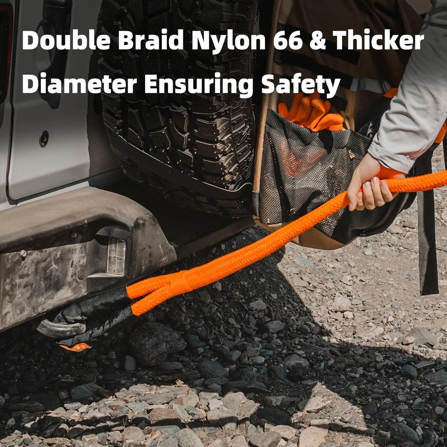 ALL-TOP Kinetic Recovery Rope, 48000Lbs, 1in x 30ft, Heavy Duty 30+% Elasticity, 16000Lbs Work Load Limit for 4x4 Offroad Vehicle