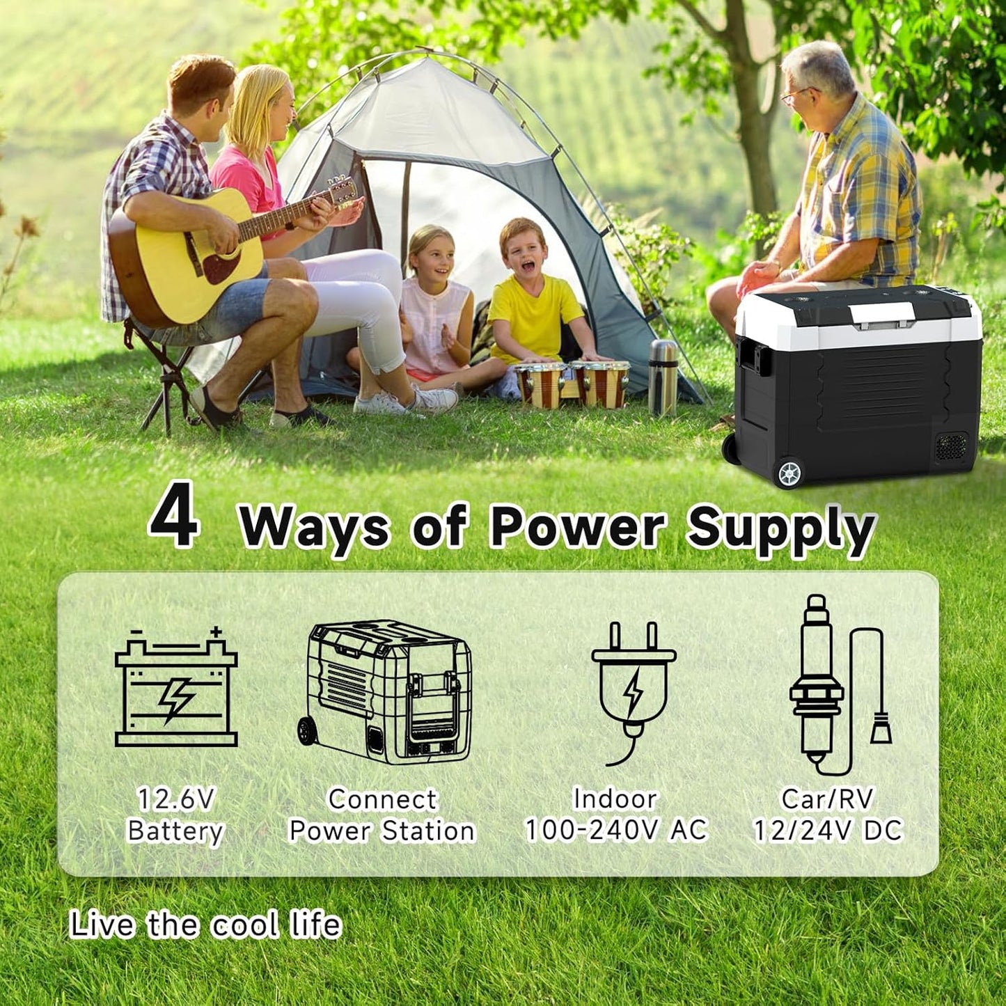 SubSun Electric Cooler, 58QT Car Refrigerator, Portable Freezer 12V/24V DC and 110-240V AC, Plug in Coolers for Vehicles with Wheels, 12 Volt Car Fridge -4℉~68℉