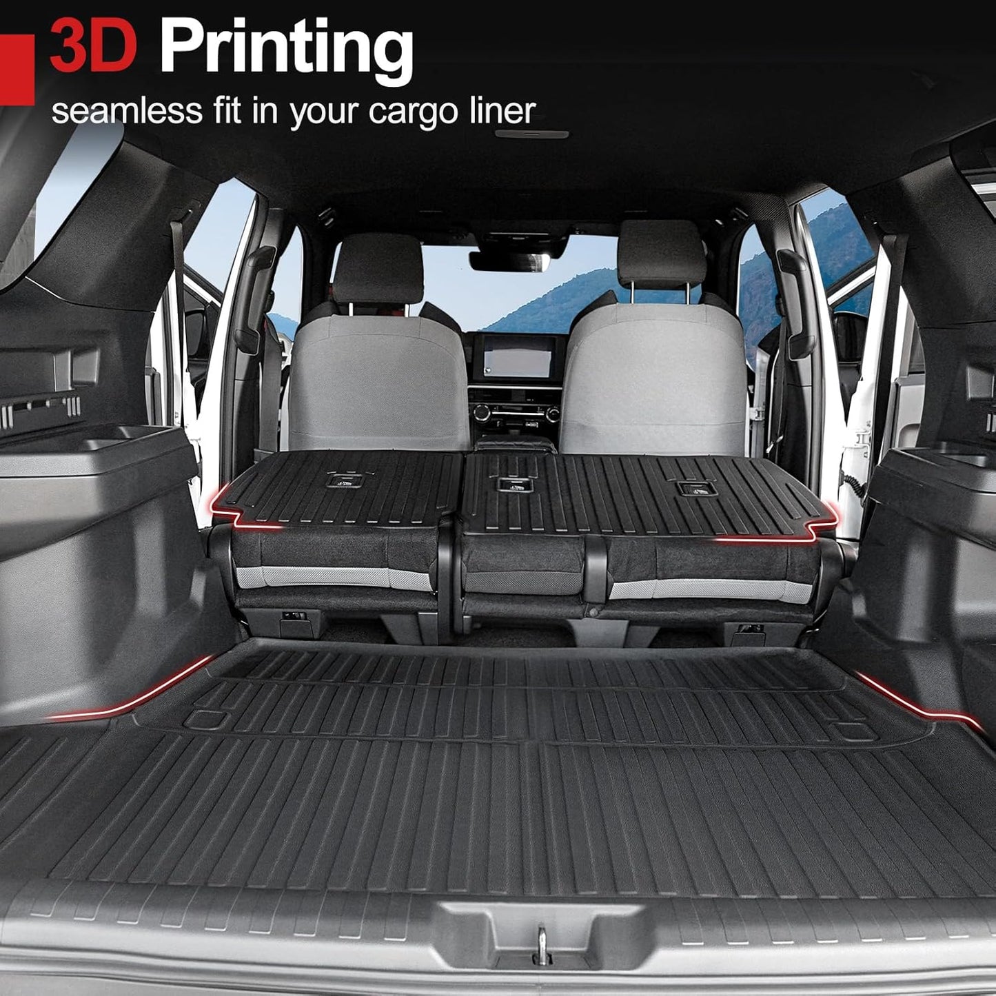 Cargo Liner & Backrest mat for 2025 Toyota 4Runner Fuel 5-Seater, Full Coverage All Weather TPE Cargo Mat & Trunk Backrest Protectors