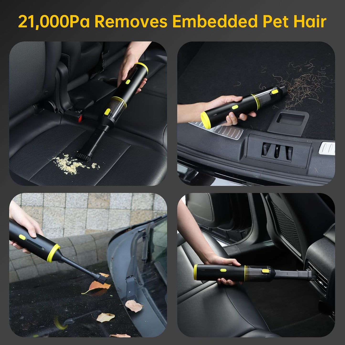 Cros 4-in-1 Mini Cordless Vacuum Cleaner, 21kPa Powerful Suction, Portable Handheld Vacuum for Car & Home, Type-C Rechargeable, Compact & Lightweight