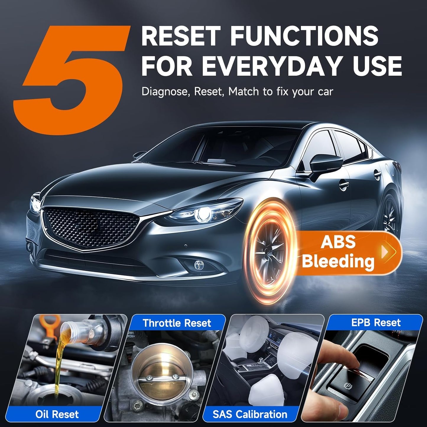 FOXWELL NT614 Elite OBD2 Scanner 4 System Code Reader Scan Engine ABS SRS Transmission, 5 Resets Oil/EPB/ABS Bleeding/SAS/Throttle Live Data, Auto VIN, WiFi Updates Car Diagnostic Tool for DIY & Pros