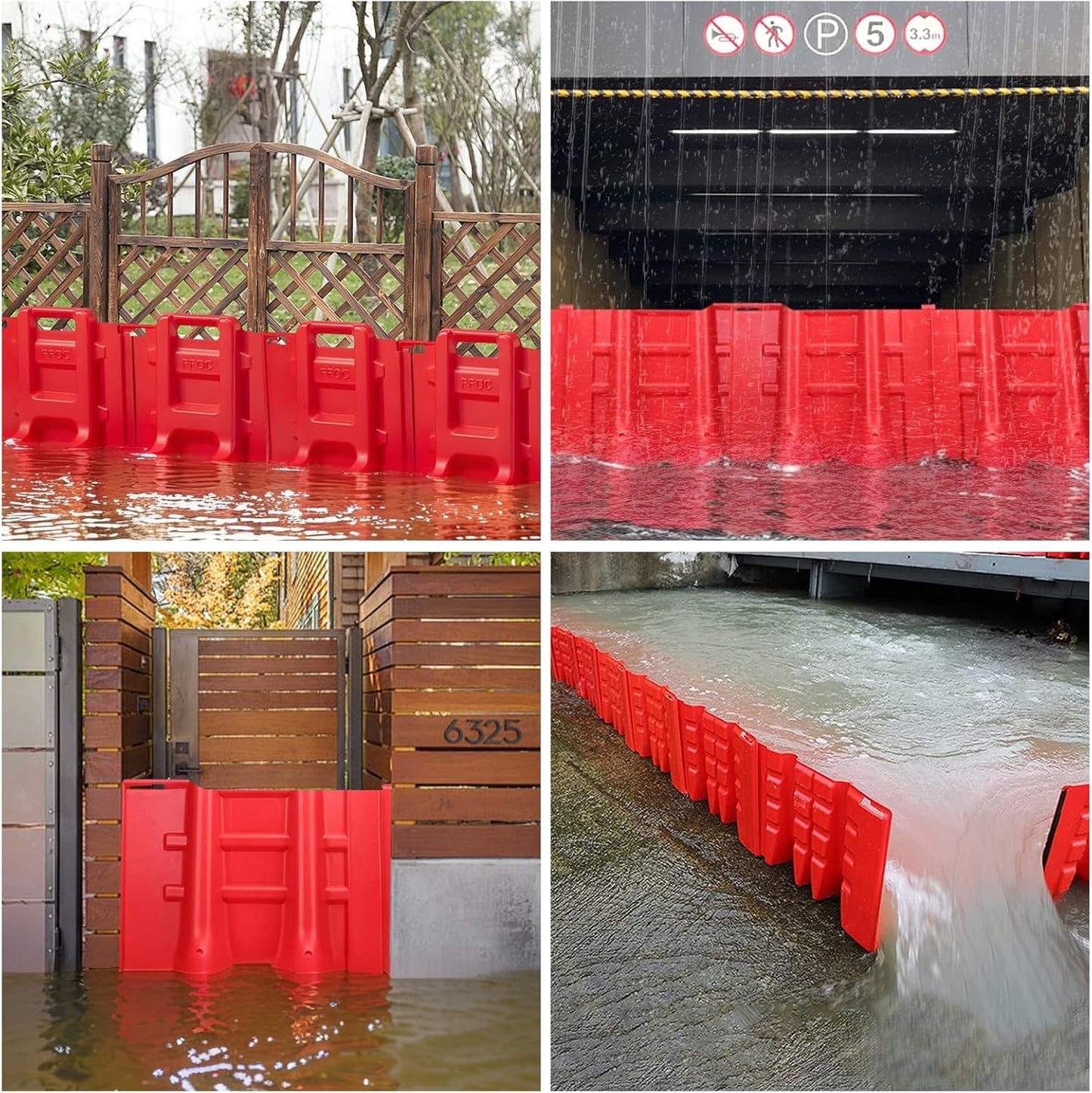 Flood Prevention Barrier, ABS L-Type Baffle Water Barrier Reusable, Door Flood Barriers for Home, Removable Combined for Garage Doors, Warehouses, Basements and School (10pcs)