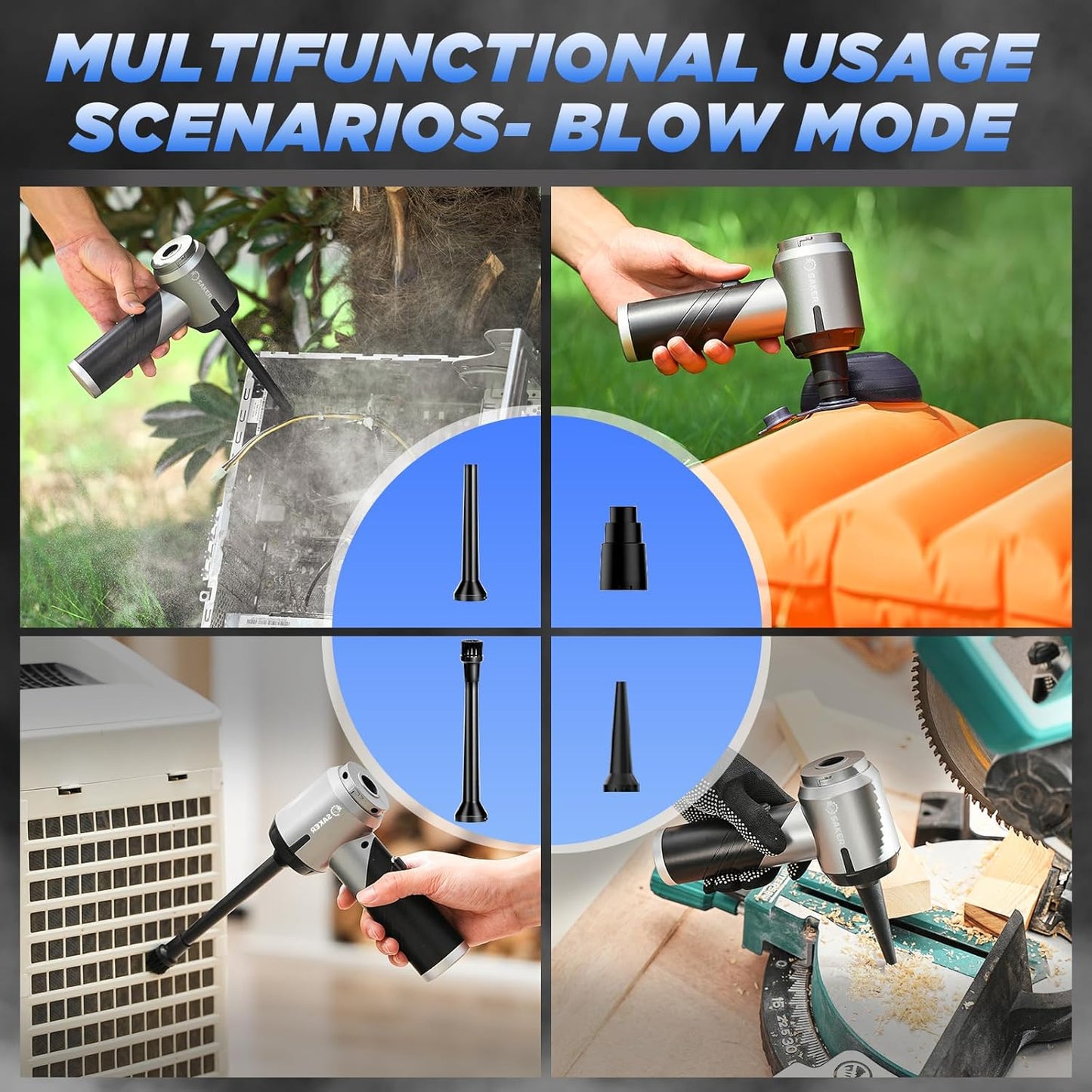 Saker Handheld Car Vacuum Portable Cordless17000PA Mini Vacuums Rechargeable Foldable Vacuum Cleaner with Brushless Motor for Gifts Home,Office Pet HL132 Black