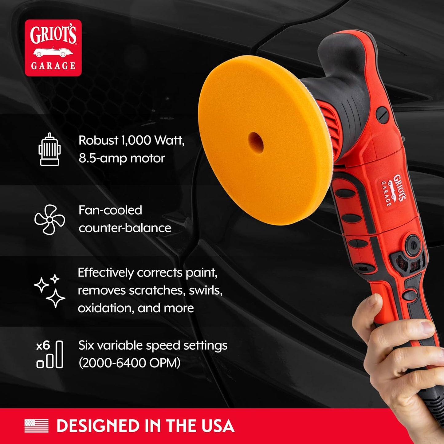 Griot's Garage G9 Orbital 2-Step Ceramic Kit for Car Polishing and Detailing, Includes Orbital Polisher, BOSS Correcting Cream, 6.5" Foam Pads, Ceramic 3-in-1 Wax, and Microfiber Towels, 11558