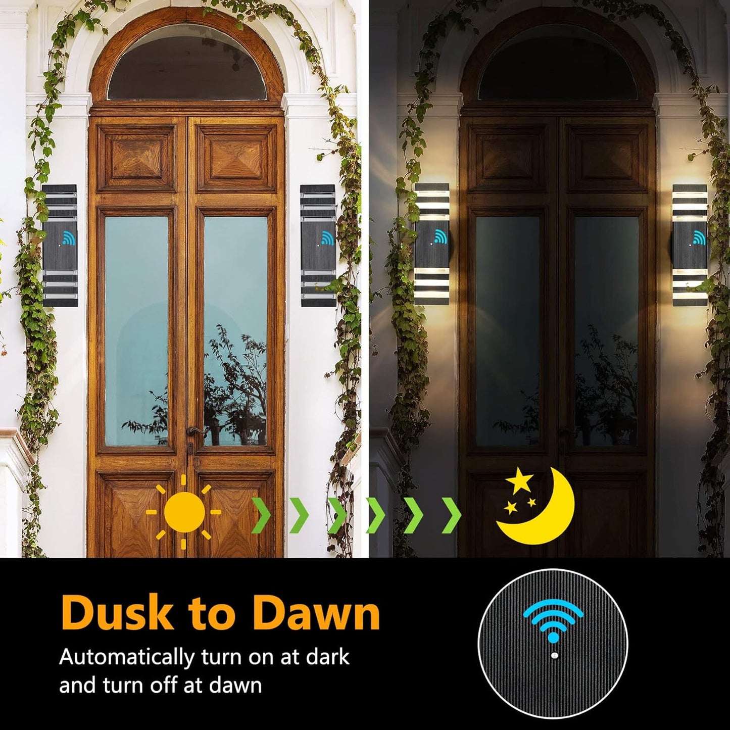 tewei 4 Pack Dusk to Dawn Outdoor Light Fixture, Black Exterior Wall Lights Up and Down Porch Lights Outdoor Wall Mount Waterproof Aluminum Outside Lights for House Garage, 3-Layer, 3000K