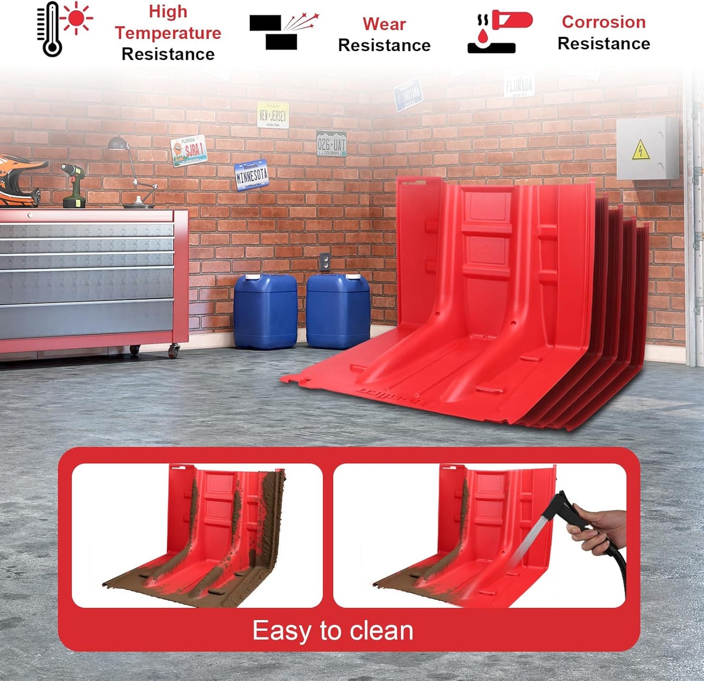 Flood Prevention Barrier, ABS L-Type Baffle Water Barrier Reusable, Door Flood Barriers for Home, Removable Combined for Garage Doors, Warehouses, Basements and School (14pcs)