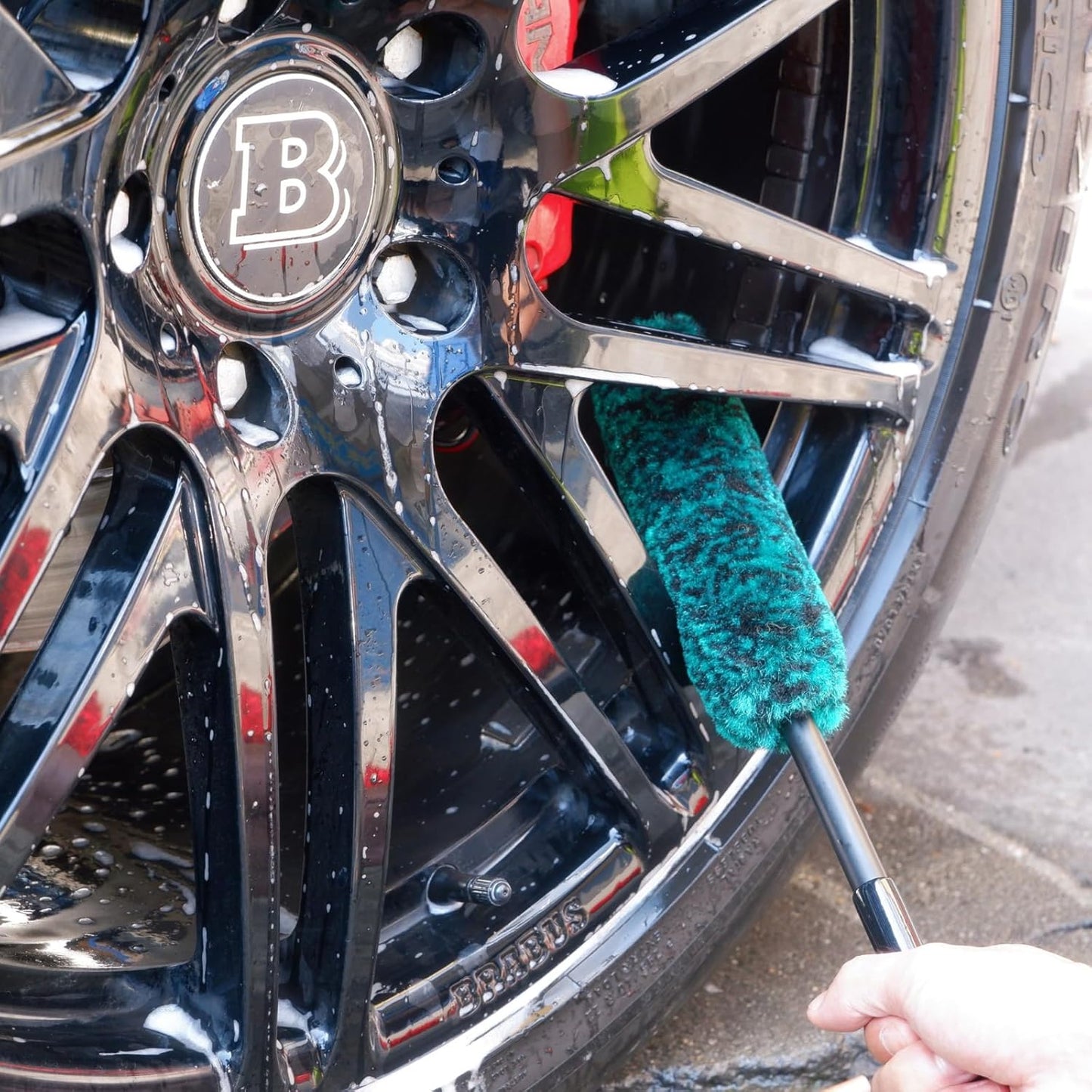 Professional 4 Pack Long Handle Wheel Brush Kit for Cleaning Wheel and Tire- 2X Soft Wheel Cleaning Brush, Detailing Brush and Stiff Tire Brush, Bendable& Durable Wheel Rim Cleaner Brush Set