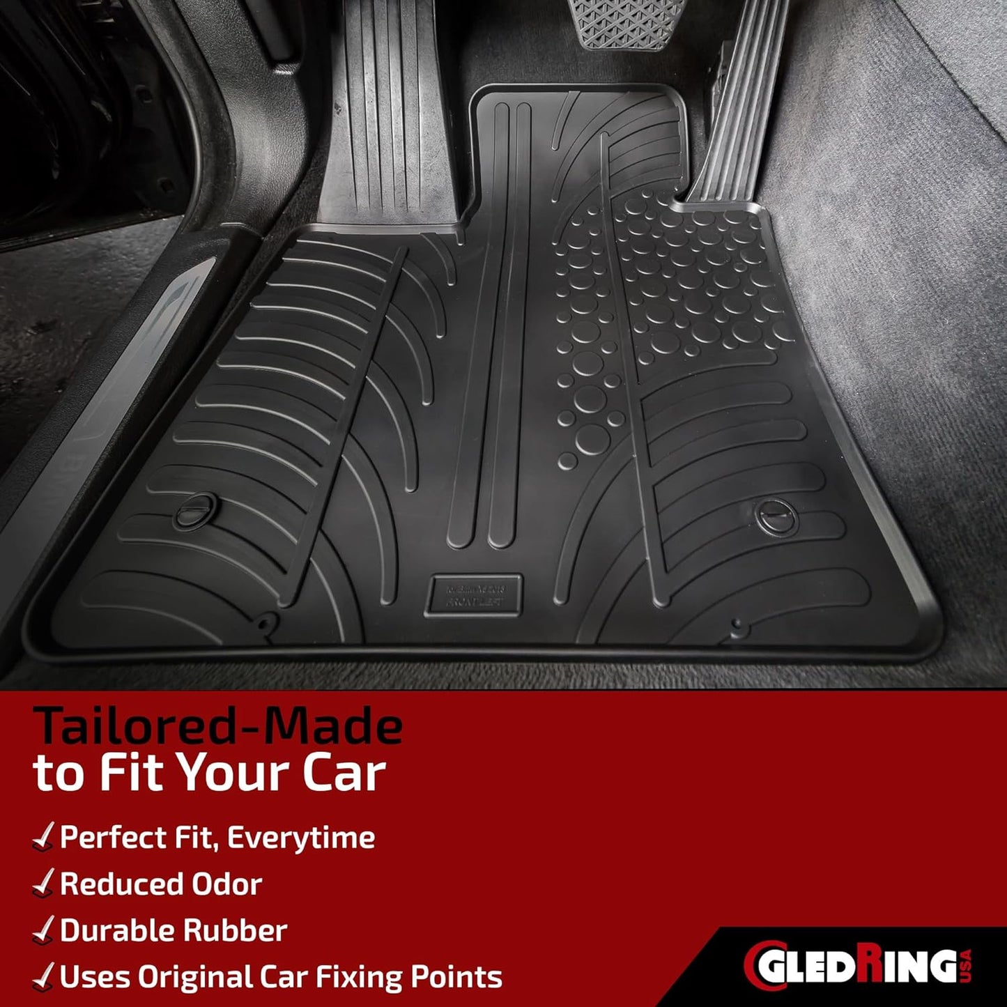 GledringUSA Custom Fit All-Weather Rubber Floor Mats Intended for Land Rover Range Rover Evoque (L551) 2019-2025, No Trimming Required, Protects from Rain, Mud, & Snow