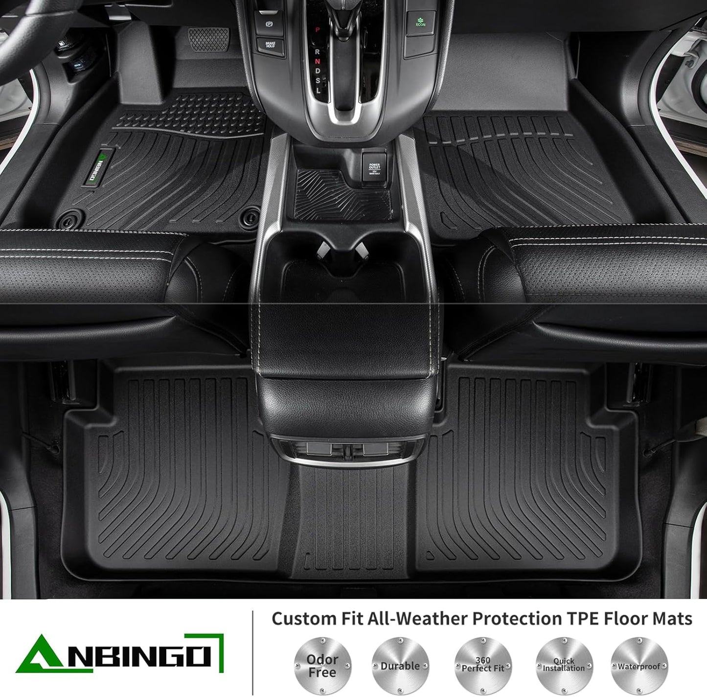 ANBINGO®Floor Mats Fit for Honda Accord(Include Hybrid) 2023-2025&Cargo Mat All Weather Mats for Accord 2024 TPE Car Mat Rugs for Accord 2023 Rubber Trunk Carpet for Accord 2025 Automotive Accessories