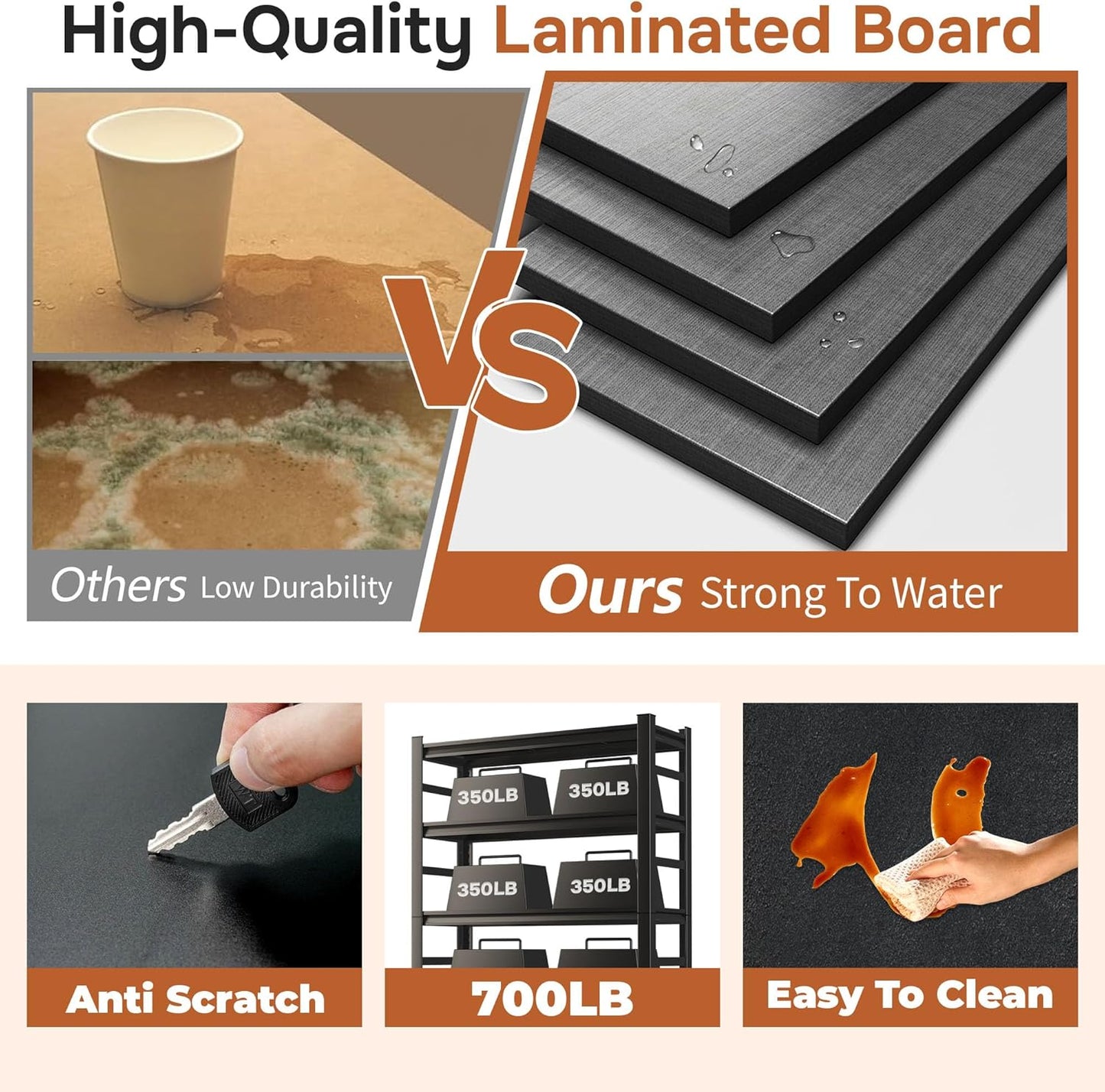 47" W Garage Shelving 3800Lbs Storage Shelves Heavy Duty 5 Tier Adjustable Metal Shelving Unit Garage Shelves for Basement, Warehouse, Commercial 47" W X 78" H X 18" D, Black