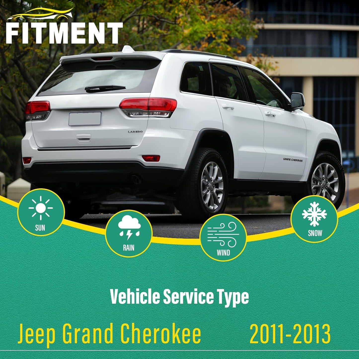 22" 21" 12" Windshield Wiper Blades Replacement for Jeep Grand Cherokee 2011 2012 2013 Premium All Weather Front Rear Wipers Set - OEM Quality (Pack of 3)