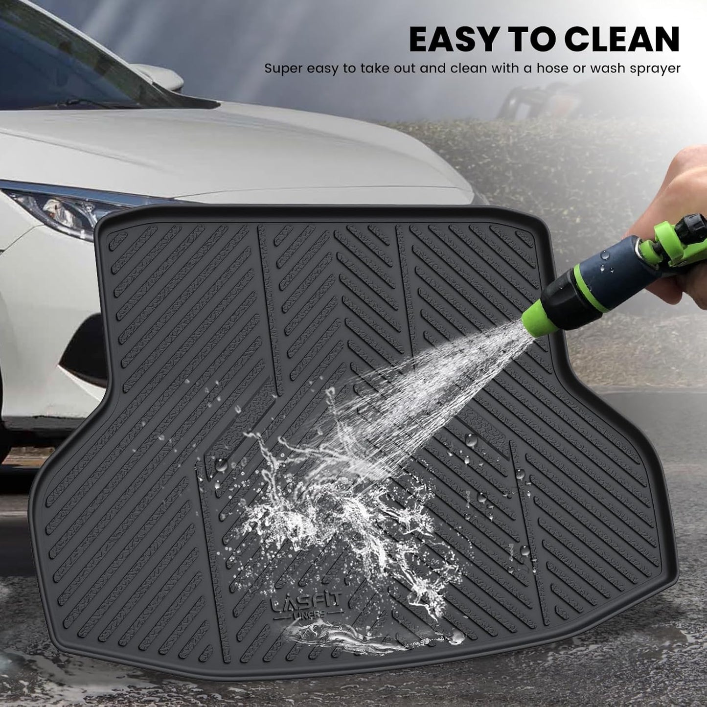 LASFIT Trunk Mat for Honda Civic Sedan 2016-2021, All Weather TPE Custom Fit Trunk Liner Trunk Tray Cargo Mat Cargo Liner Cargo Tray (Not for Hatchback/Coupe)