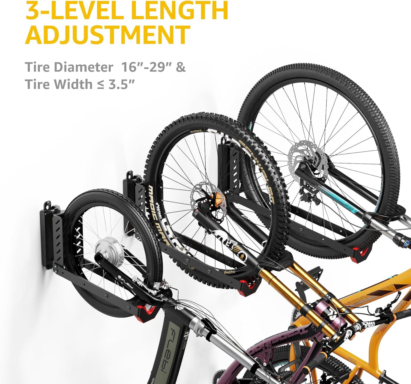 monTEK Swivel Bike Wall Mount, No Heavy Lifting Required Bike Wall Mount, Bike Hangers for Garage, Space-Saving Bike Rack Garage, Easy to Load and Unload, Bike Hanger Can Hold Up to 77 lbs, 4 Pack