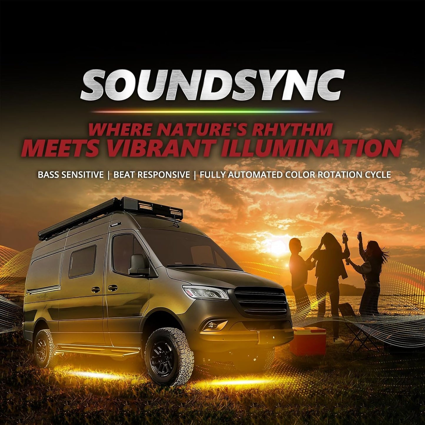 OPT7 Aura Pro Underglow Lights for Class B & B+ RV Motorhomes with APP & Remote Control, RGB Multicolor Modes, Music Sync, 6 PCS Waterproof Rigid Aluminum Light Bar, Outdoor Neon Accent LED Strip Kit