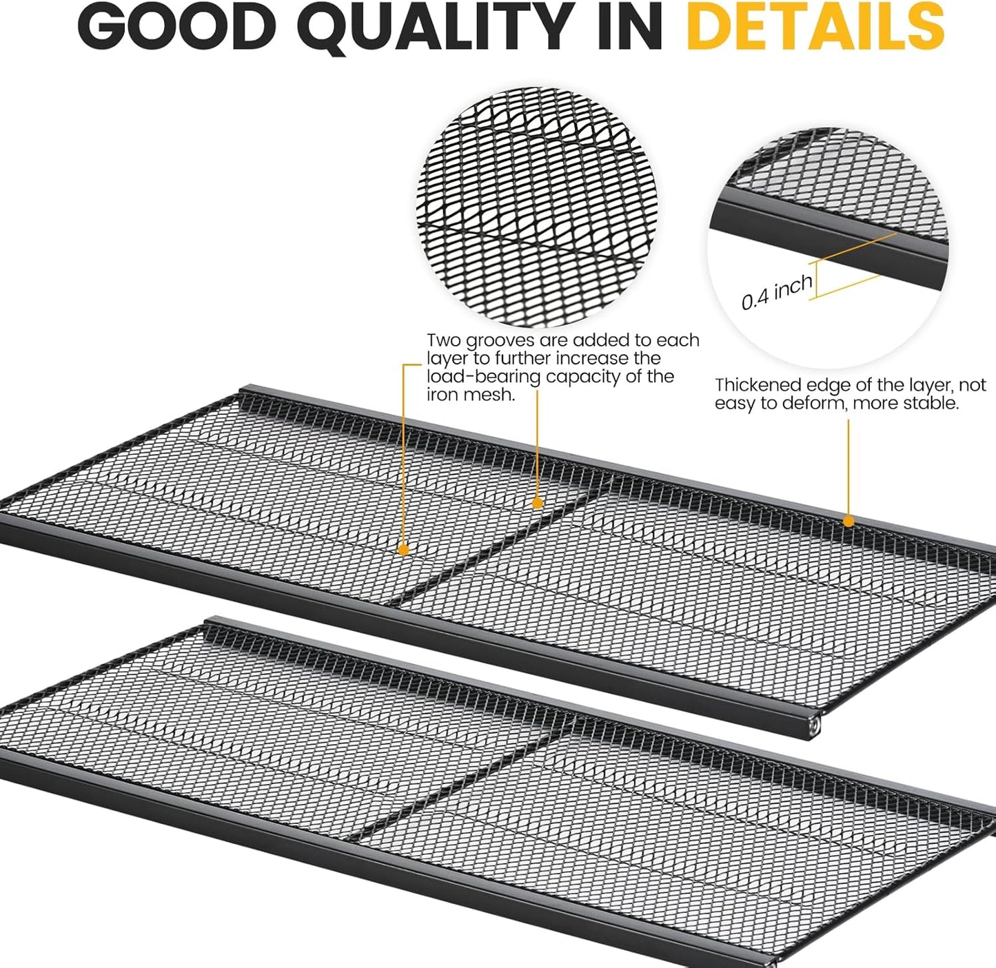 TRZZ Power Tool Organizer Wall Mount, 3-Layer Drill Holder with 2 Side Pegboards, Cordless Drill Rack with 4 Hooks, Efficient Storage for Workshop, Garage, and Tool Room (Yellow)