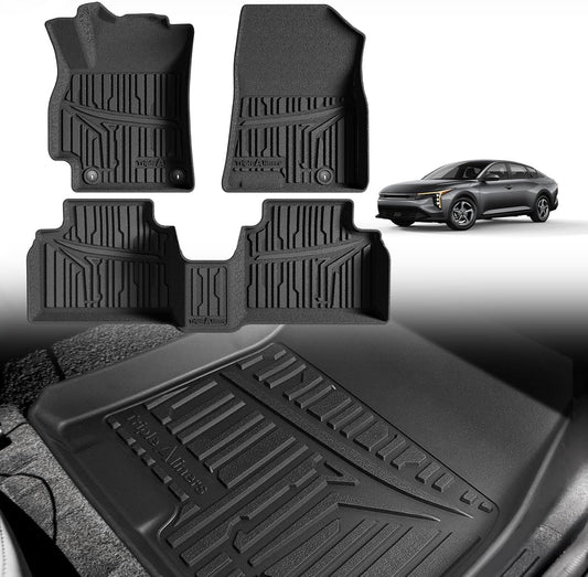 TripleAliners All Weather Floor Mats Compatible with 2024 2025 KIA K4 Accessories 1st & 2nd Row Liners TPE Full Coverage Protection Waterproof Car Floor Liners
