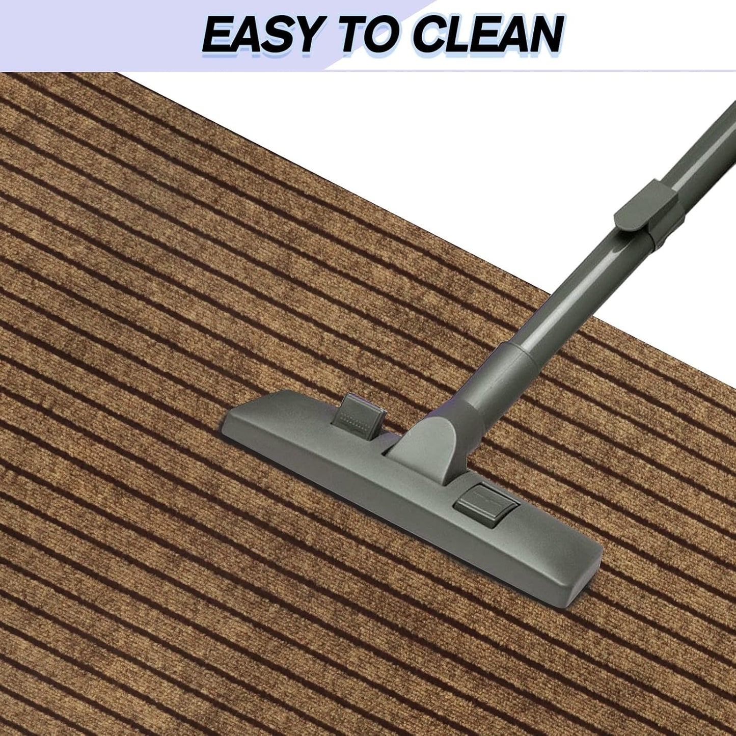 Custom Size Backed Non-Slip Area Rugs Runner, Easy Clean, Waterproof Runner Rugs for Hallway Entryway, Kitchen, Laundry, 2FT x 35FT, Brown Stripe