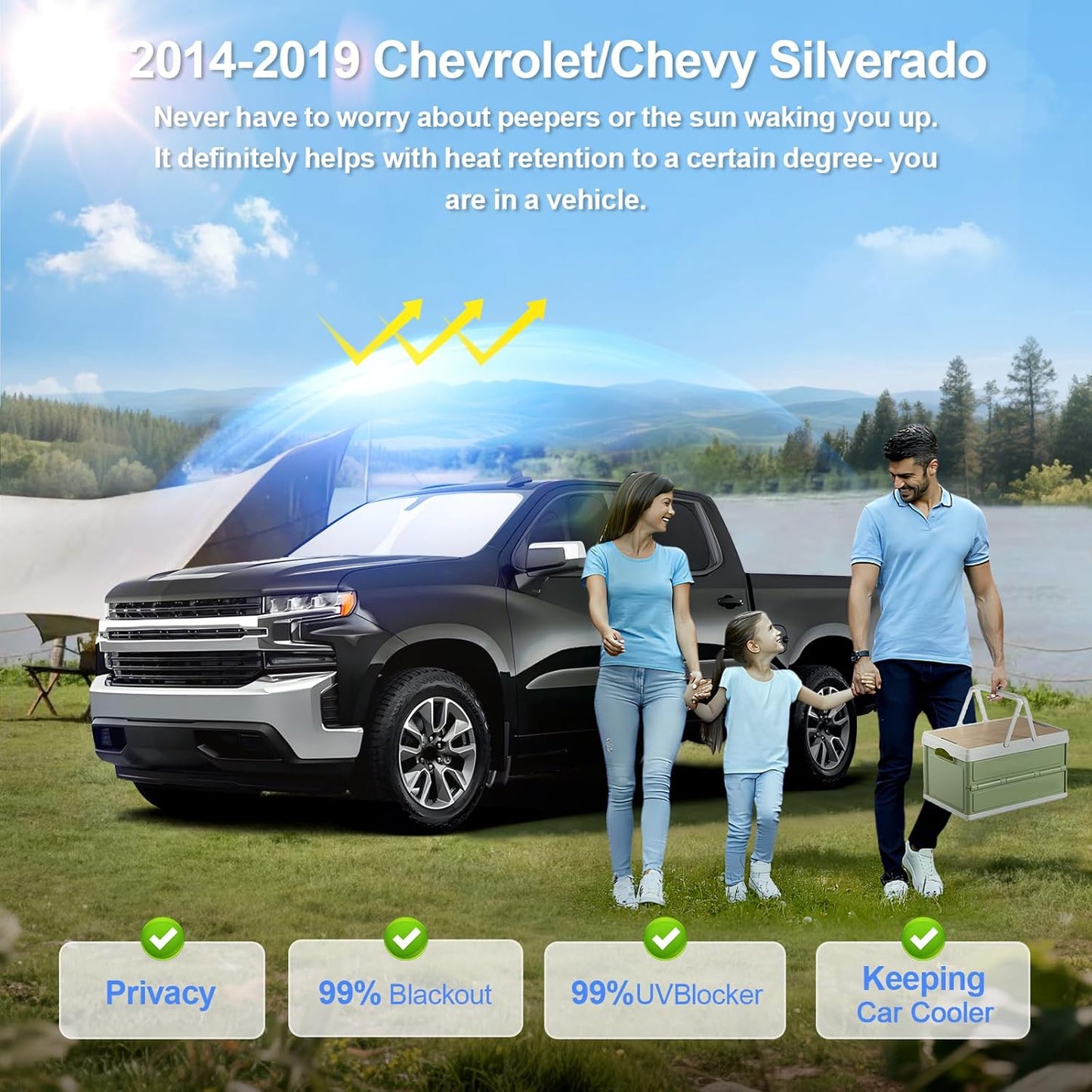 5pcs Car Window Shades for Chevrolet Silverado 2500 4WD LTZ 2020-2025 Accessories,Windshield Side Rear Full Sunshade,Sun Visor UV Blocking, Privacy Protection and Blackout for Camping Outdoor