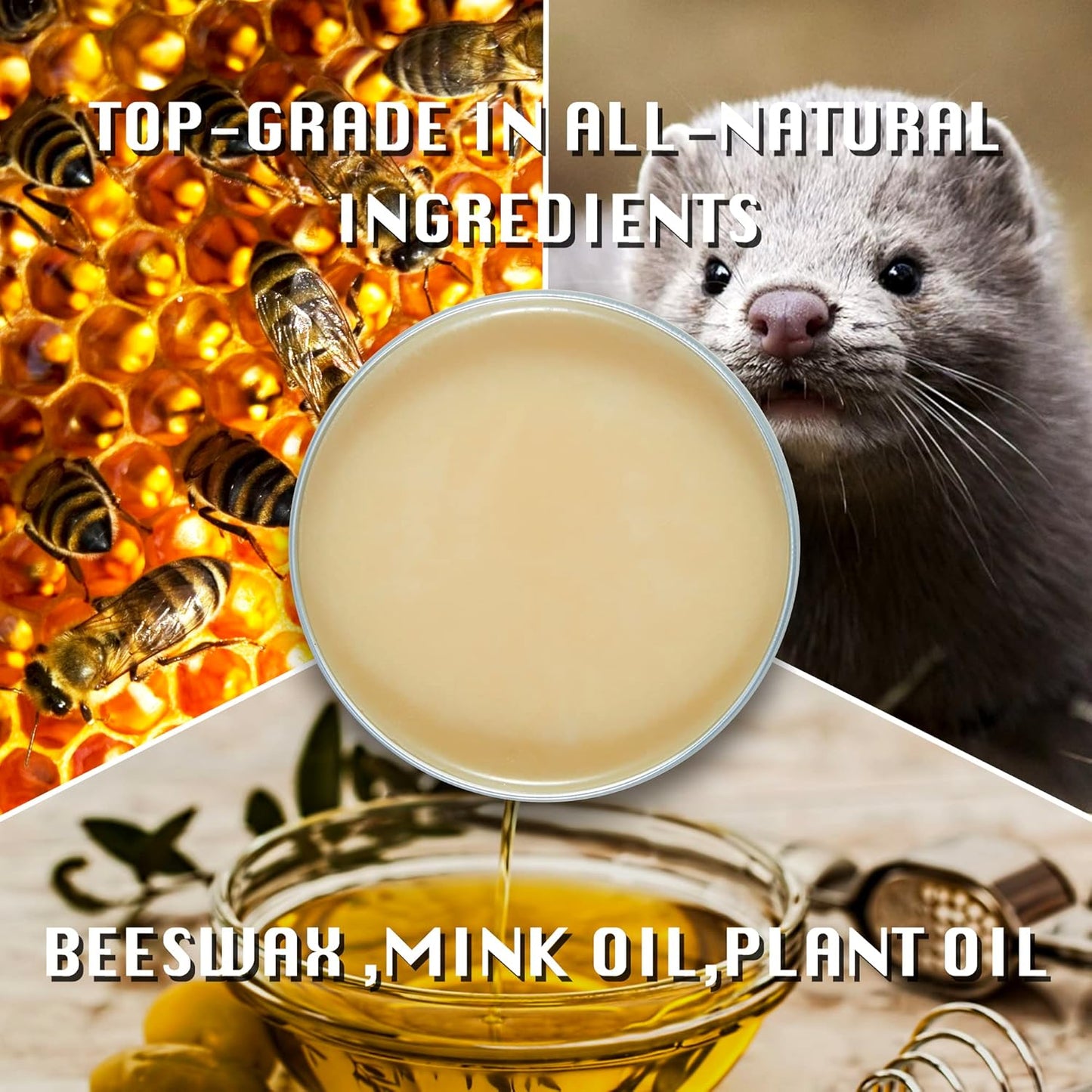 SALTY FISH All-Natural Leather Conditioner and Cleaner,Made with Mink Oil Beeswax,Protect Soften Waterproof Leather Furniture,Car Seats,Shoes,Boots,Bags (3.53 Oz)