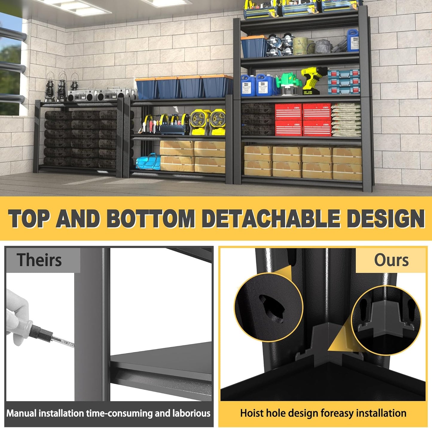 72" H x 48" W x 20" D 5-Tier Heavy Duty Garage Shelving Unit, 3000 LBS Capacity Metal Storage Rack,Adjustable Steel Shelves for Garage, Warehouse, Basement, Pantry, Workshop.3 Pack