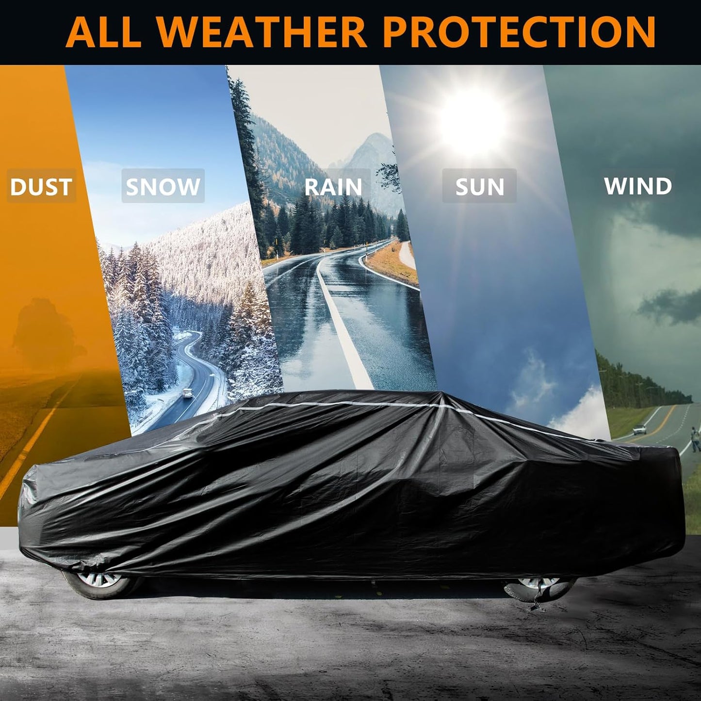Pickup Truck Cover Waterproof All Weather, Outdoor Sun UV Rain Pickup Protection,6 Layer Heavy Duty Truck Cover, Length Up to 246 Inch(246"*79"*78")