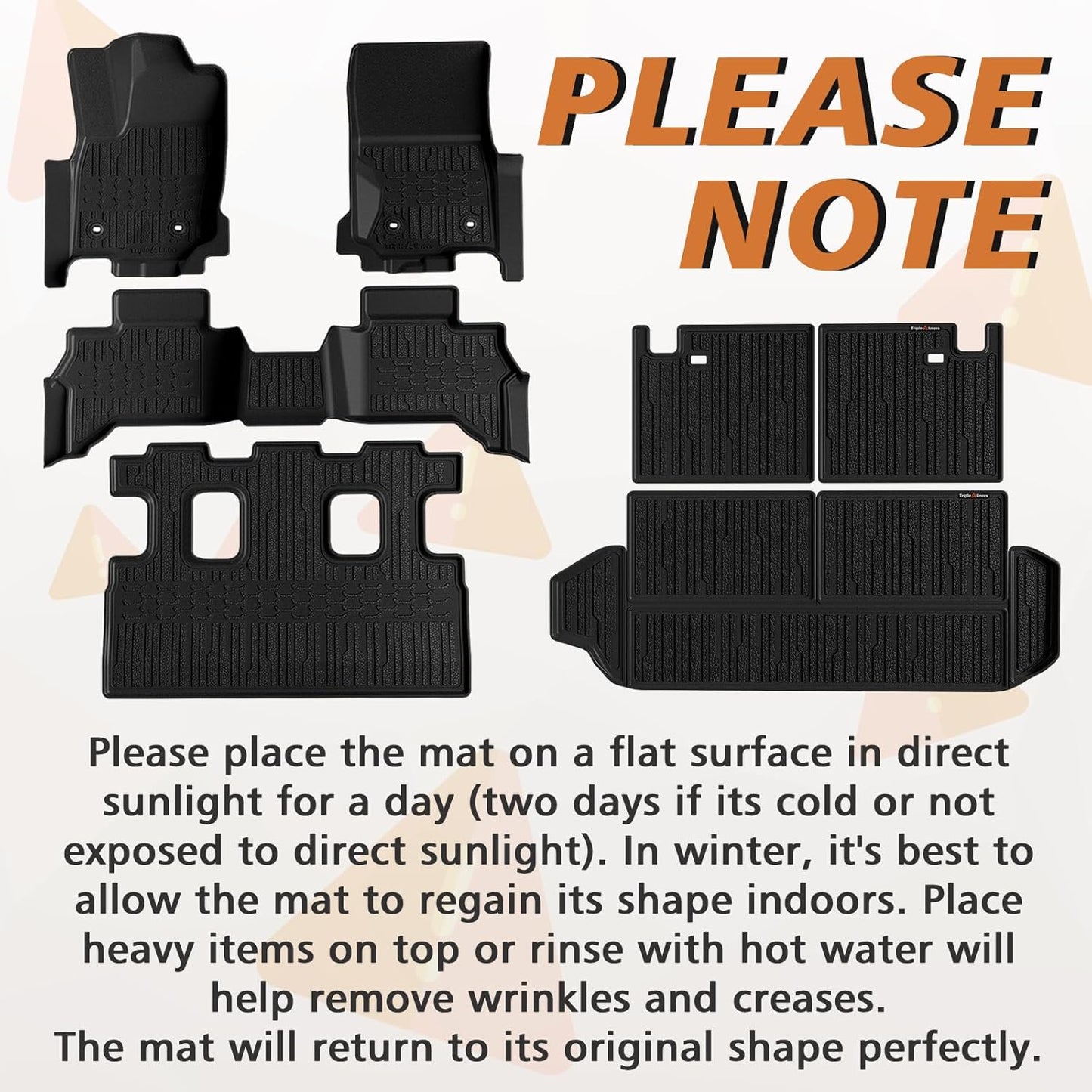 TripleAliners Floor Mats & Trunk Mat & Rear Seatback Cover All Weather TPE Liners Fit for Toyota 2025 4Runner Accessories Custom Fit 6th Generation 4Runner TPE Heavy-Duty Liners(Only for 7 Seats)