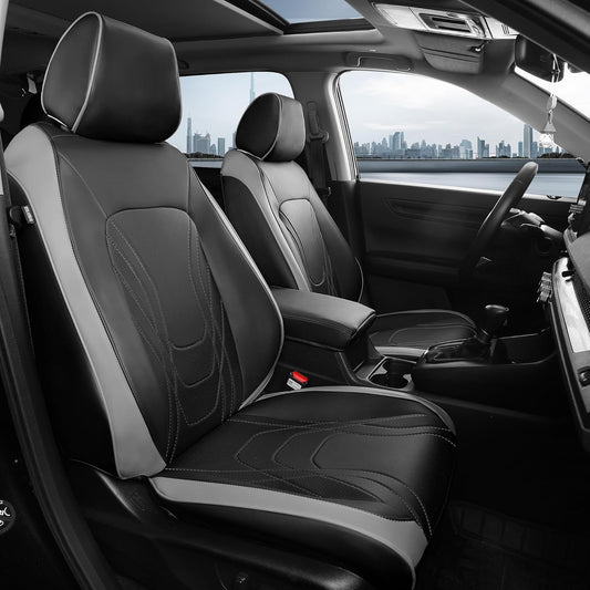 FREESOO Seat Covers for Honda CRV, Custom Fit Car Seat Covers for CRV LX EX EX-L Sport Touring Special Edition Trailsport Hybrid & Gas 2023 2024 2025 2026, Waterproof Leather Full Set, Black & Gray