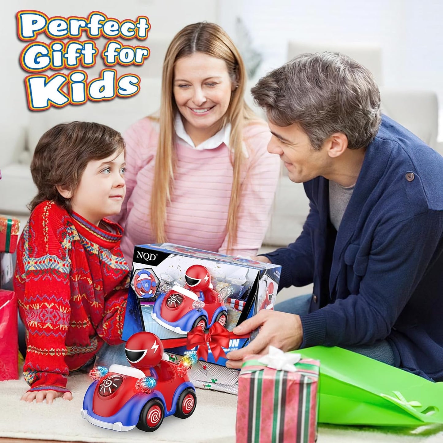 NQD Remote Control Car for Toddlers, RC Cars with Music and Lights, ABS Material RC Cartoon Race Car Toys for Kids Birthday Gifts for Boys Age 3-7