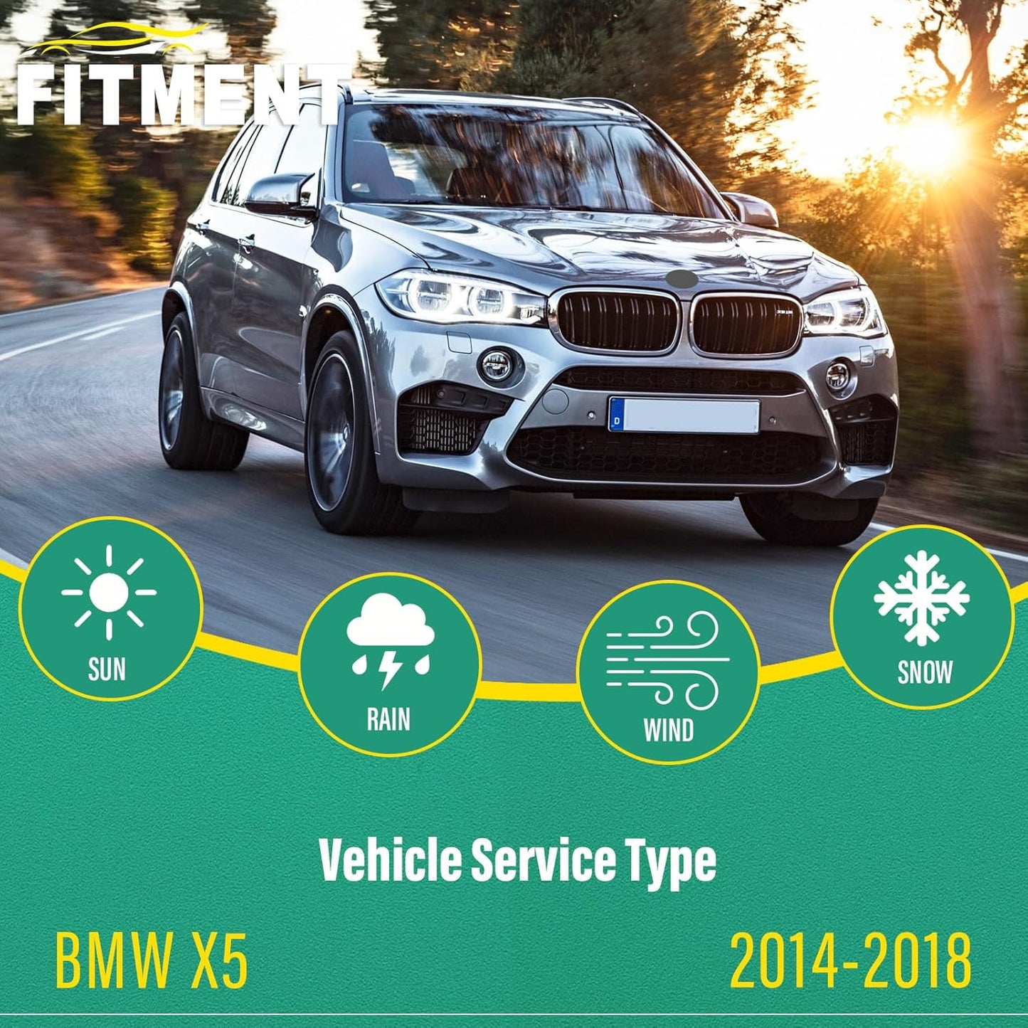 24" 20" 12" Windshield Wiper Blades Replacement for BMW X5 2014 2015 2016 2017 2018 Premium All Weather Front Rear Wipers Set - OEM Quality (Pack of 3)