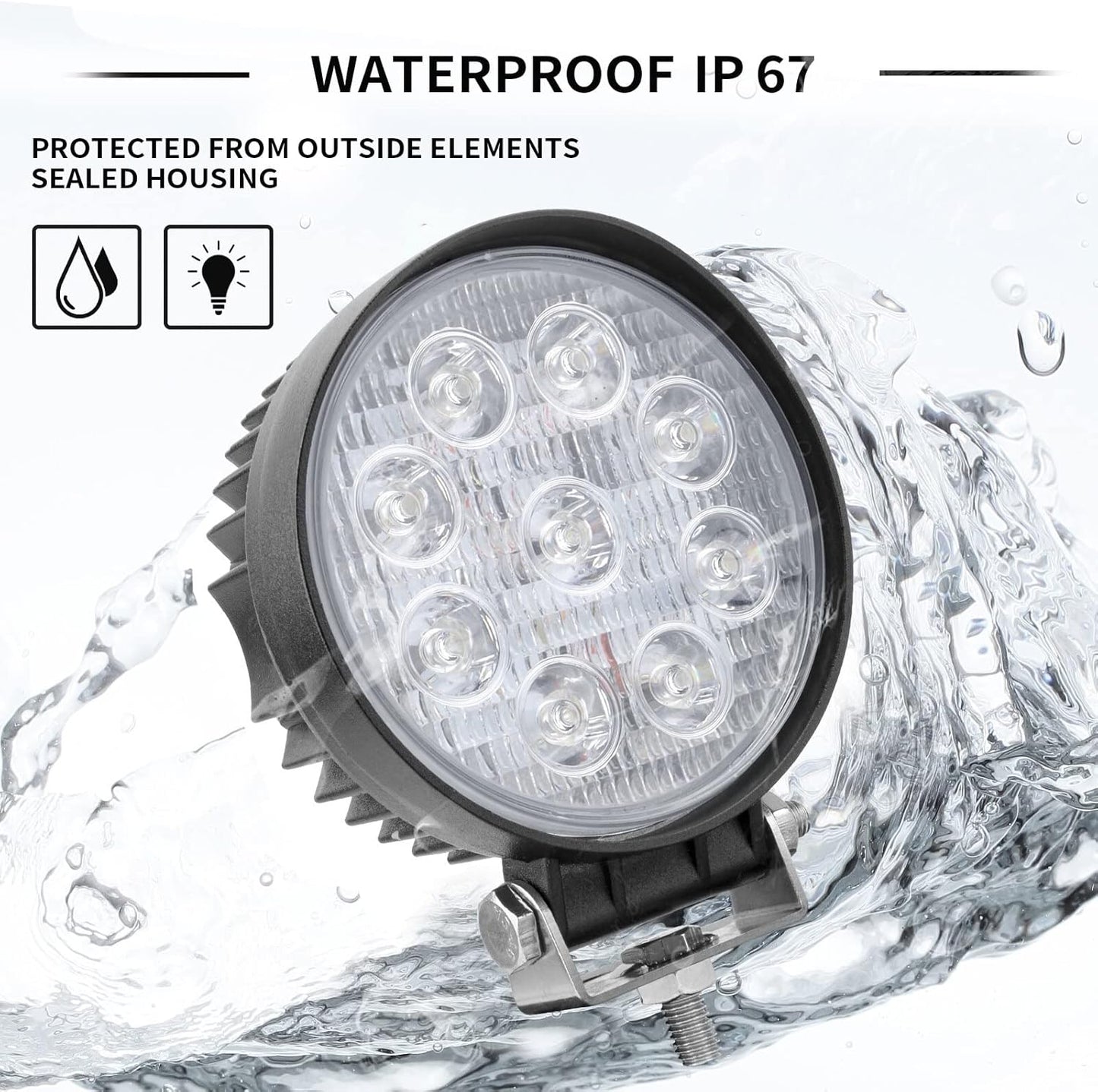 AUXMOTEC 27W Spot Blue Round Work LED Light Fog Offroad Off Road Lights Driving Lamp Waterproof for Hunting Pickup UTV Truck Car Boat SUV Boat 4WD ATV 12V 24V 4x4 Tractor Motorcycle（2pcs）