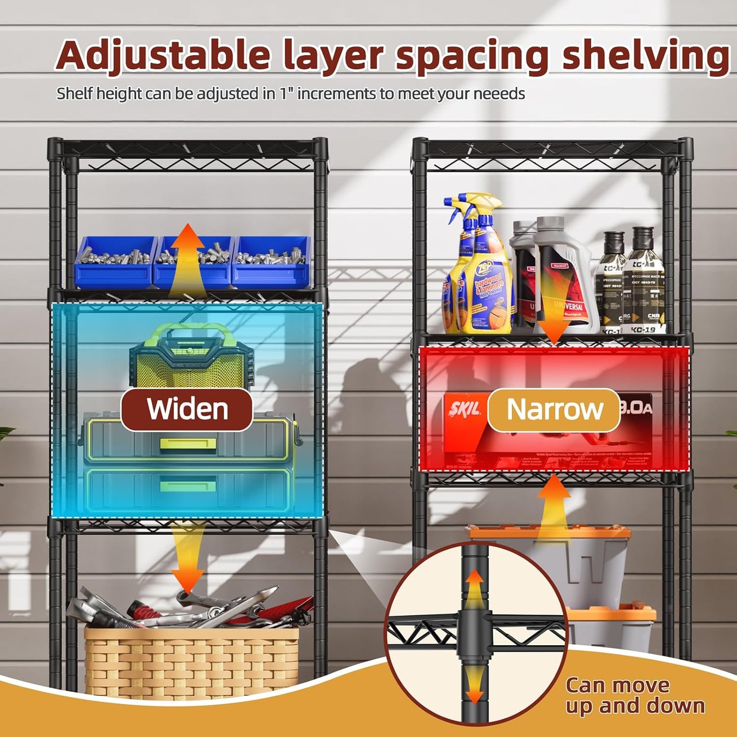 SINGAYE 4 Small Wire Shelves Kitchen Pantry Close Home Organizers and Storage Bathroom Shelf Laundry Room Organization Adjustable Book Metal Garage Shelving Unit